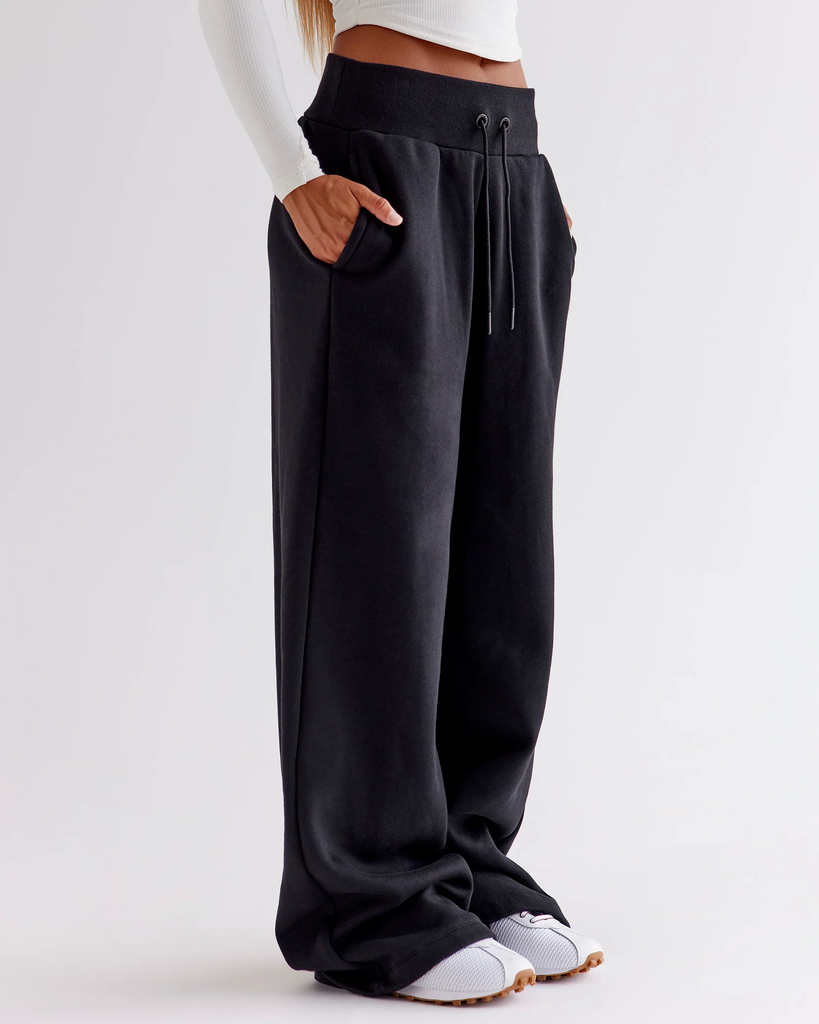 Go-To Wide Leg Track Pant - Black - Image 3