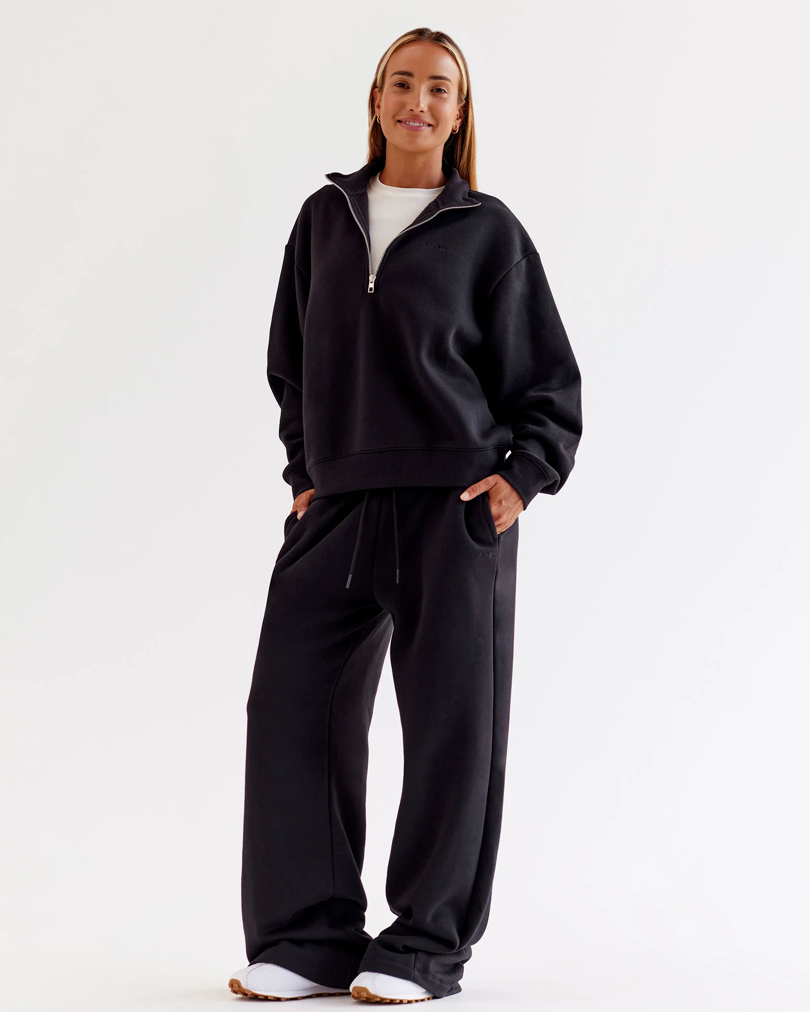 Go-To Wide Leg Track Pant - Black - Image 6