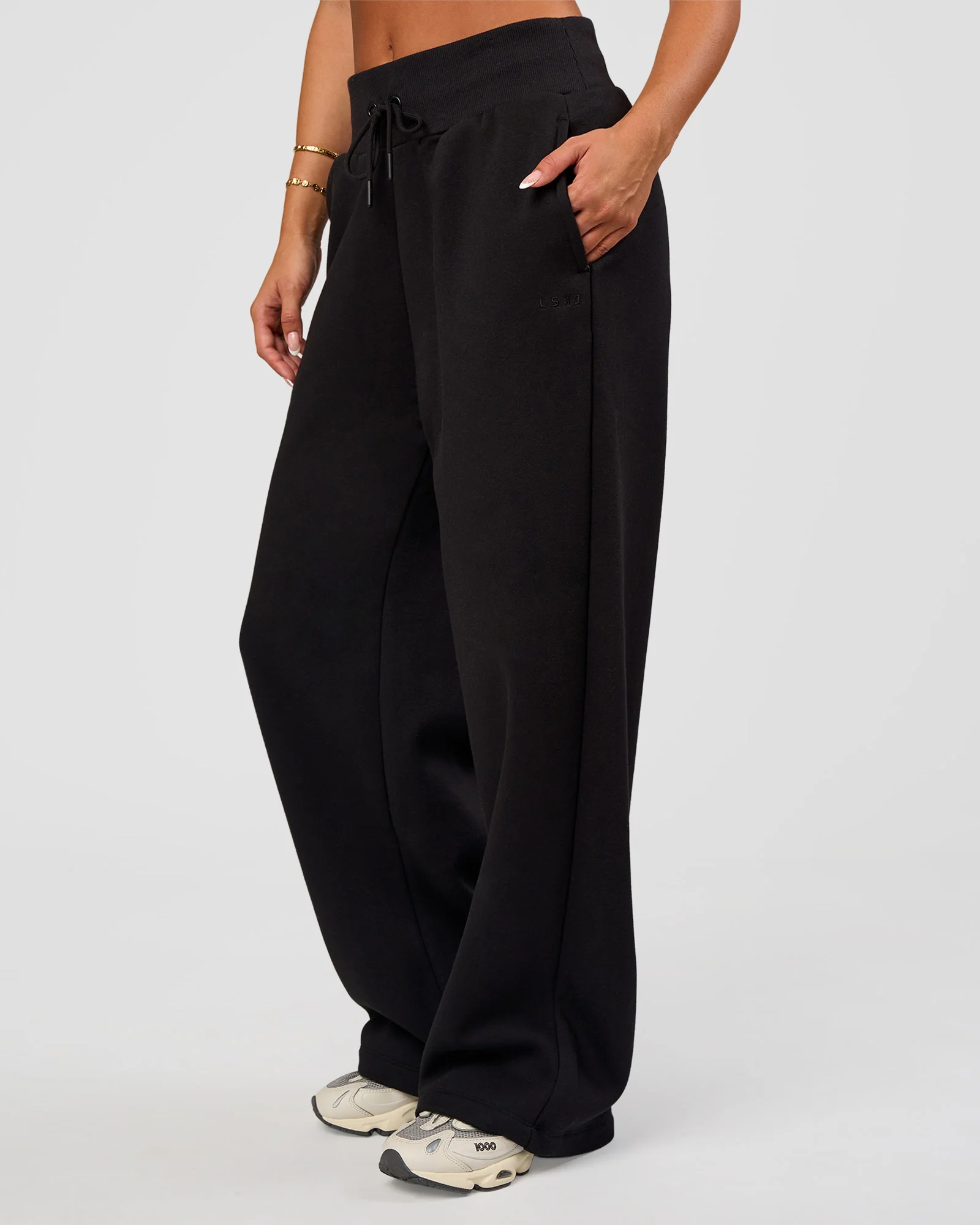 Go-To Wide Leg Track Pant - Black - Image 8