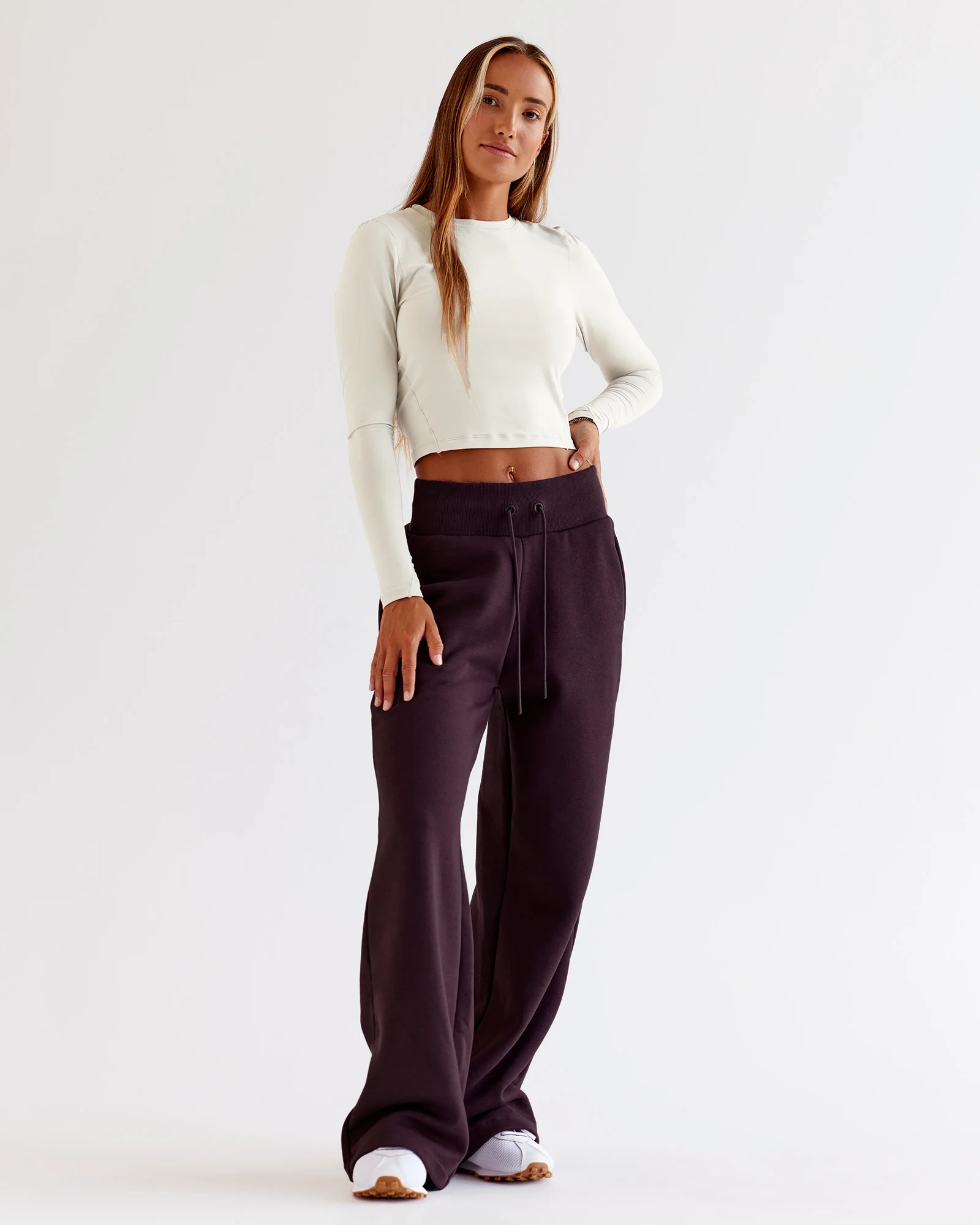 Go-To Wide Leg Track Pant - Midnight Plum - Image 3