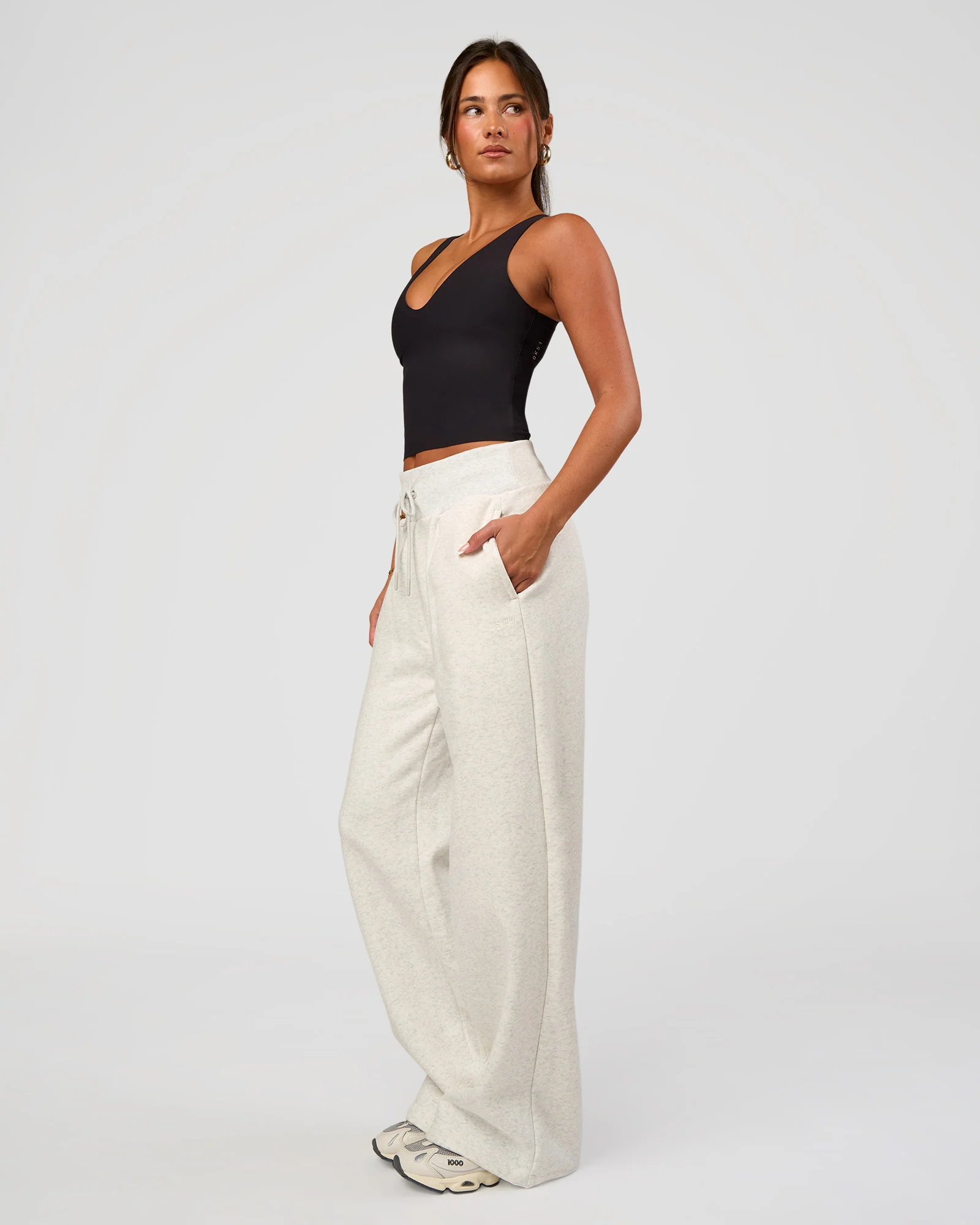 Go-To Wide Leg Track Pant - Silver Marl - Image 10