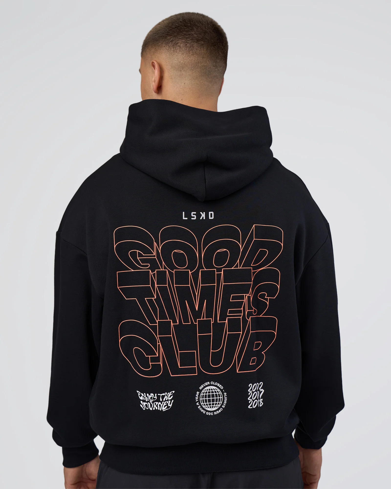 GTC CVC Fleece Unisex Oversized Hoodie - Black-Cantaloupe - Image 4