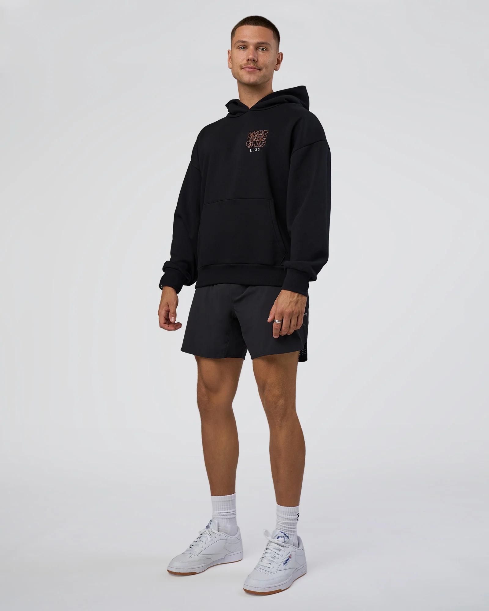 GTC CVC Fleece Unisex Oversized Hoodie - Black-Cantaloupe - Image 5