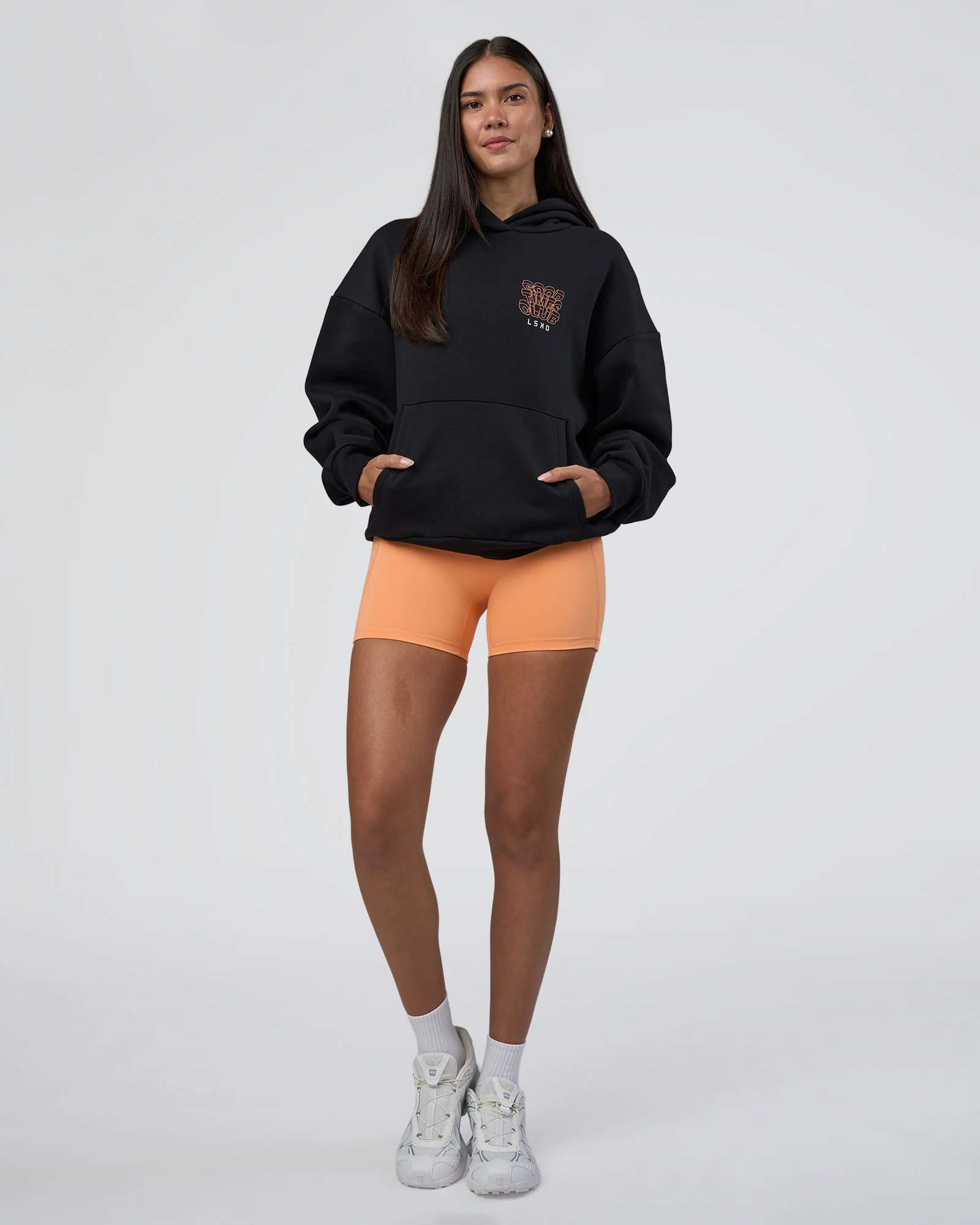GTC CVC Fleece Unisex Oversized Hoodie - Black-Cantaloupe - Image 6