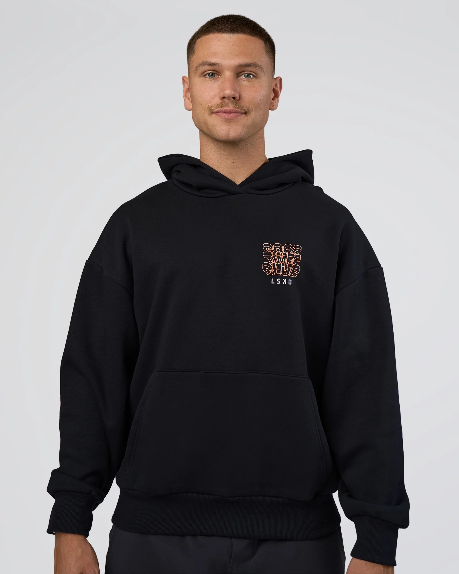 GTC CVC Fleece Unisex Oversized Hoodie - Black-Cantaloupe - Image 7