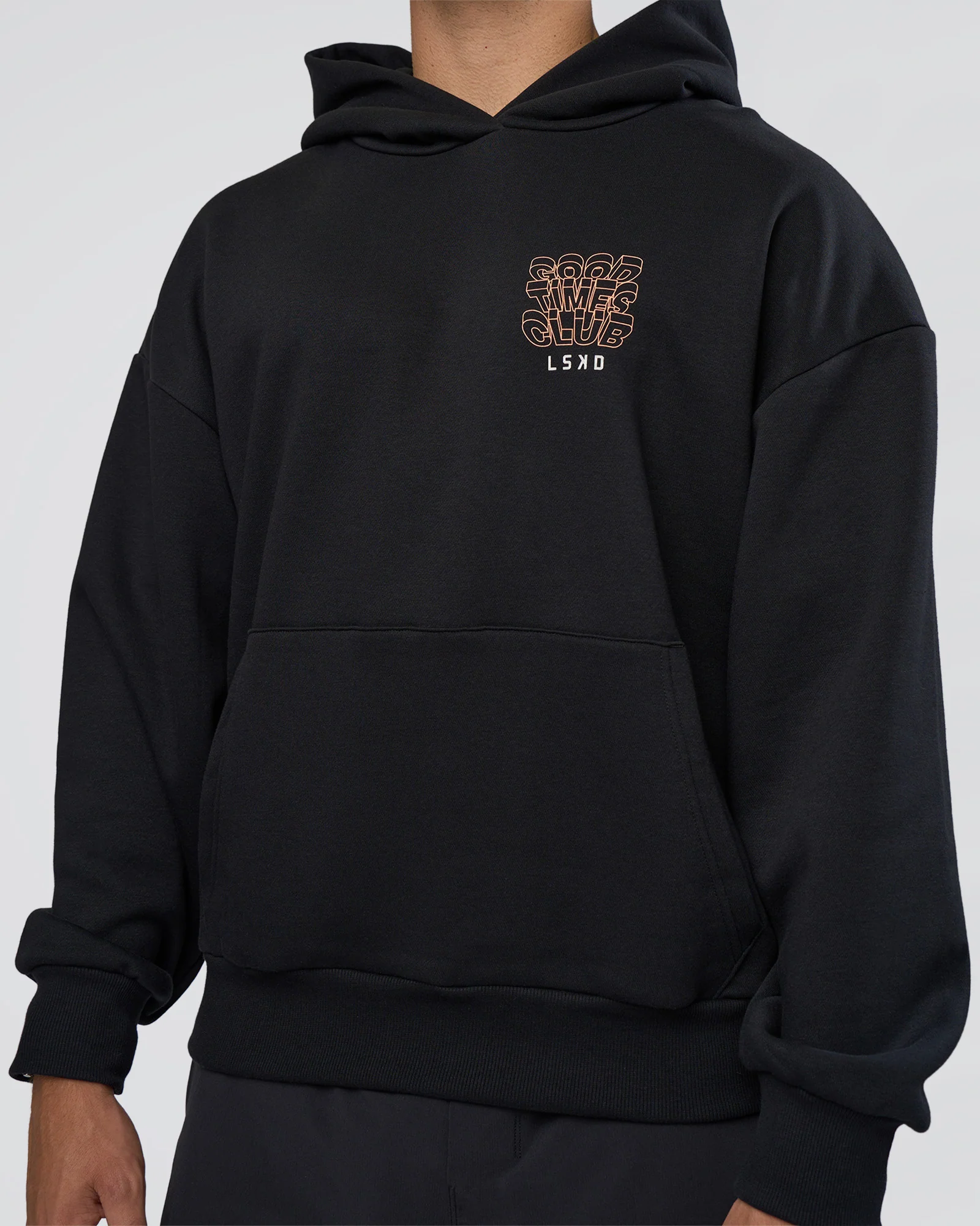 GTC CVC Fleece Unisex Oversized Hoodie - Black-Cantaloupe - Image 8