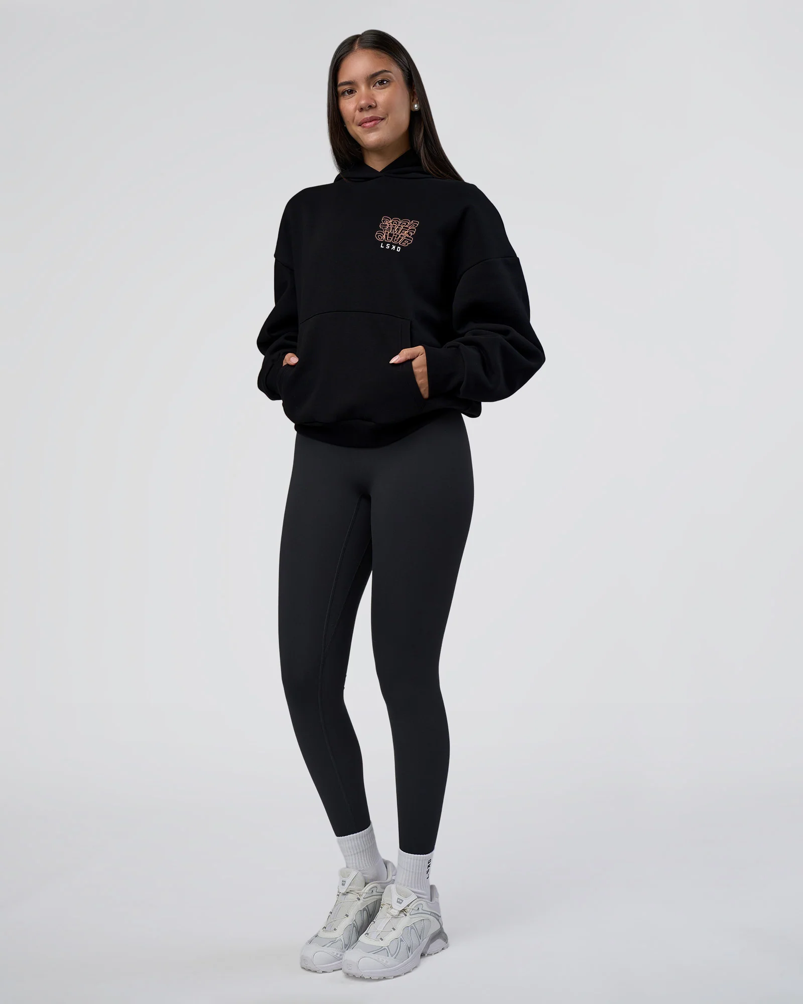 GTC CVC Fleece Unisex Oversized Hoodie - Black-Cantaloupe - Image 9