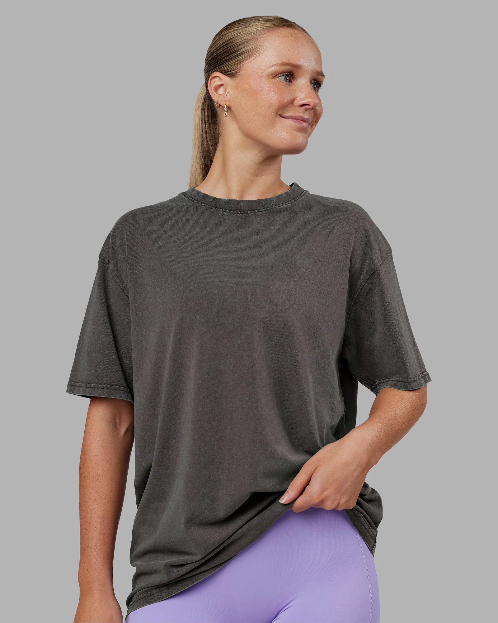 Heart FLXCotton Oversized Tee - Washed Dark Storm-Violet Ray - Image 3