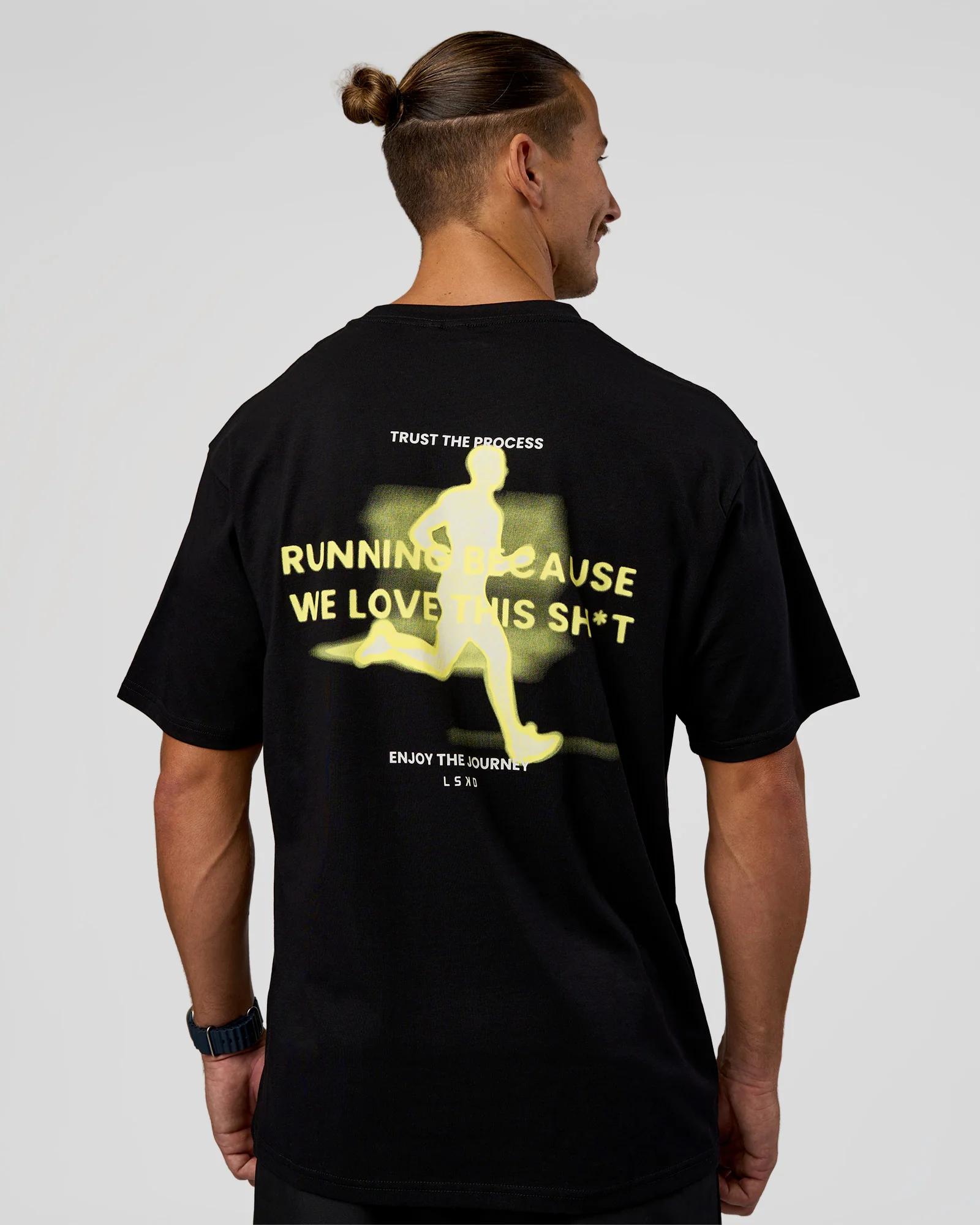 High Run FLXCotton Oversized Tee - Black-Yellow Fizz - Image 3