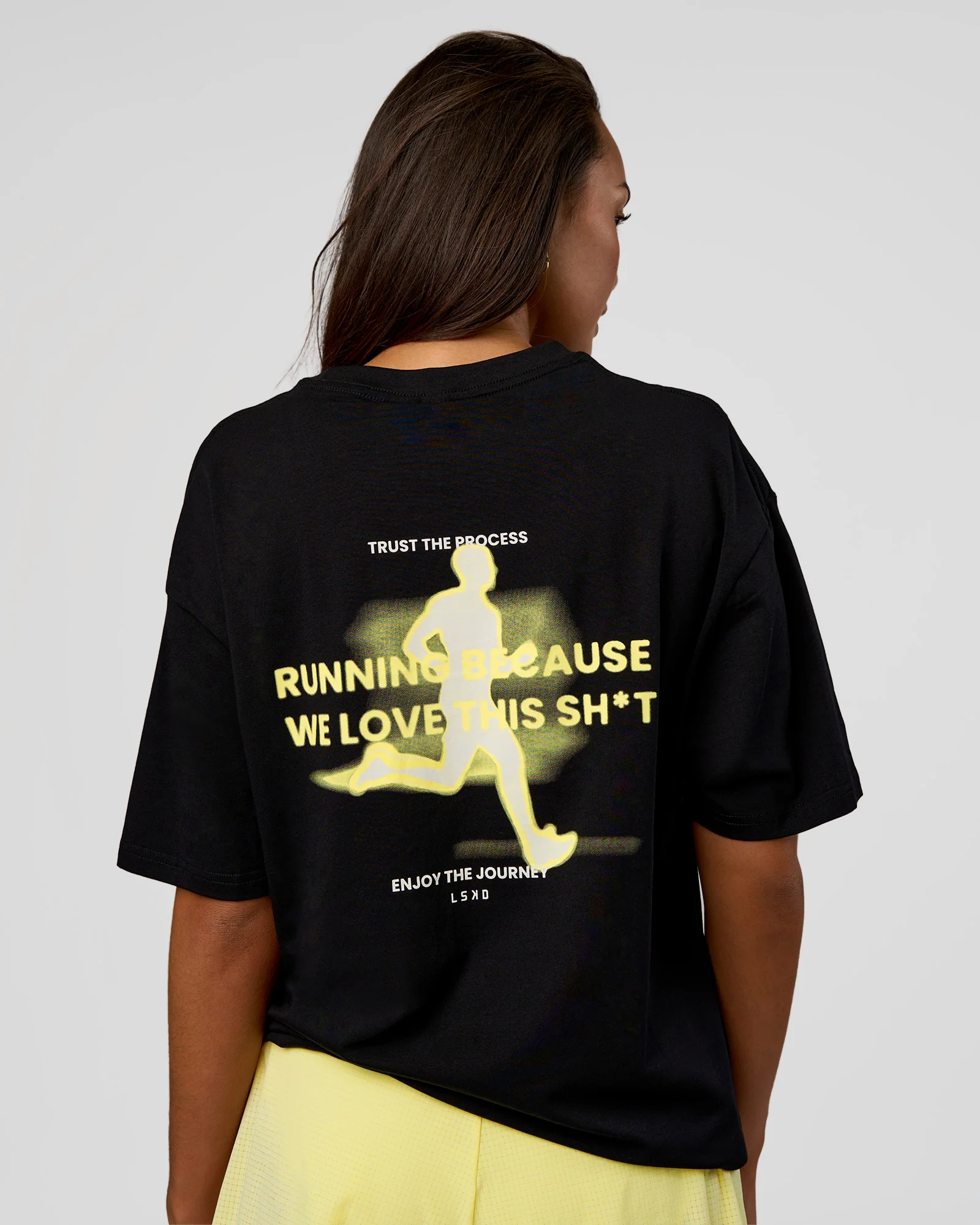 High Run FLXCotton Oversized Tee - Black-Yellow Fizz - Image 5
