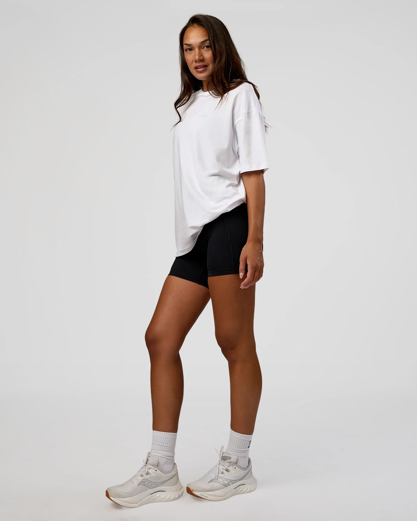 High Run FLXCotton Oversized Tee - White-Jelly Mint - Image 11