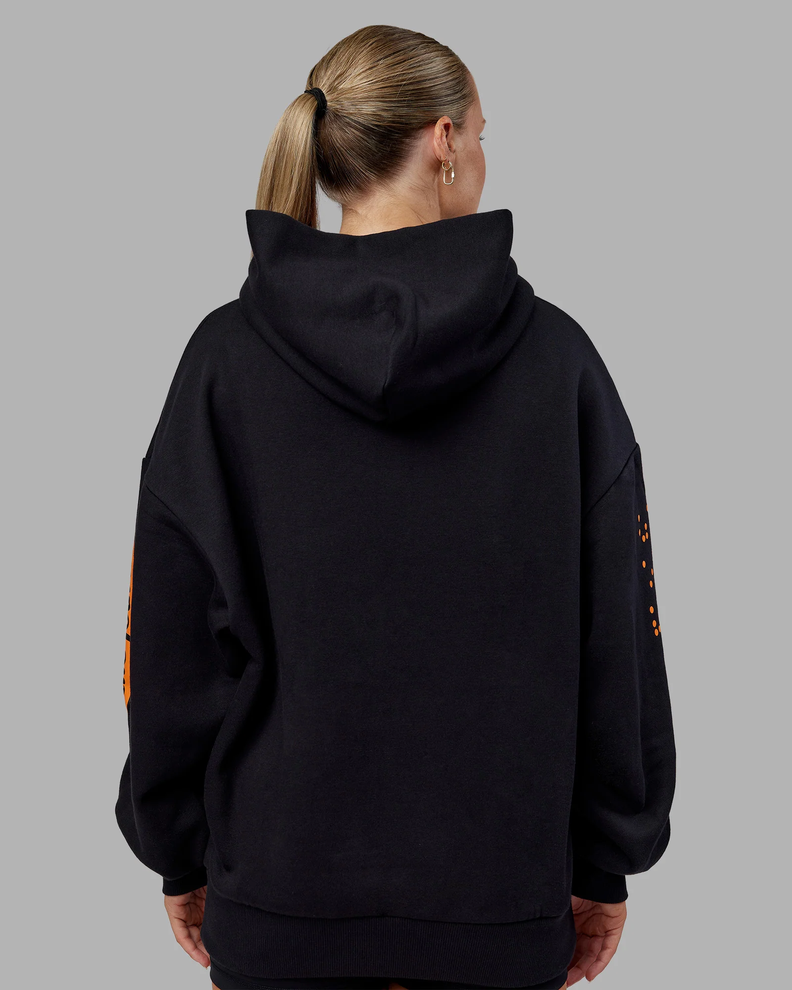 Hyped Unisex Oversized Hoodie - Black-Vibrant Orange - Image 15