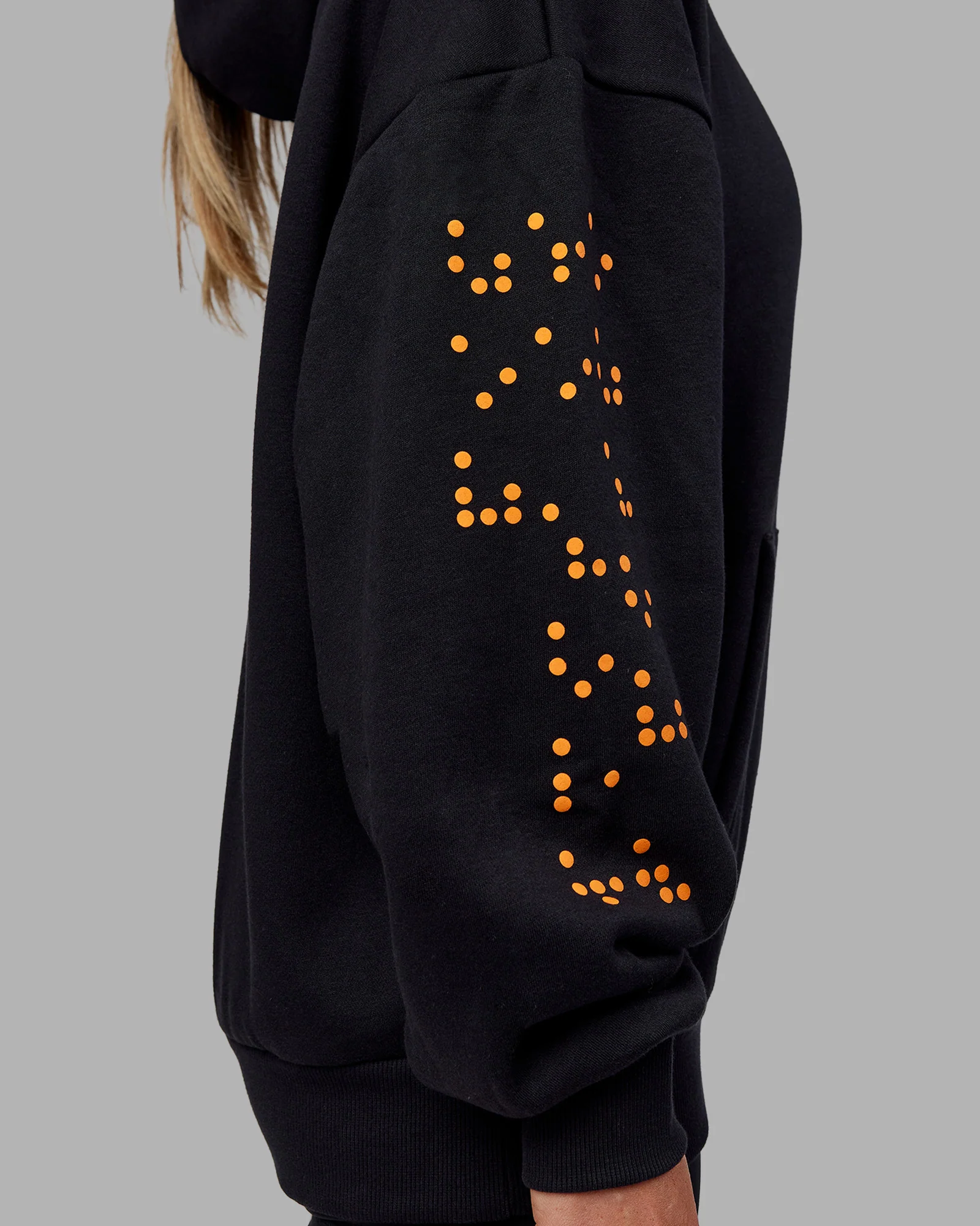Hyped Unisex Oversized Hoodie - Black-Vibrant Orange - Image 16