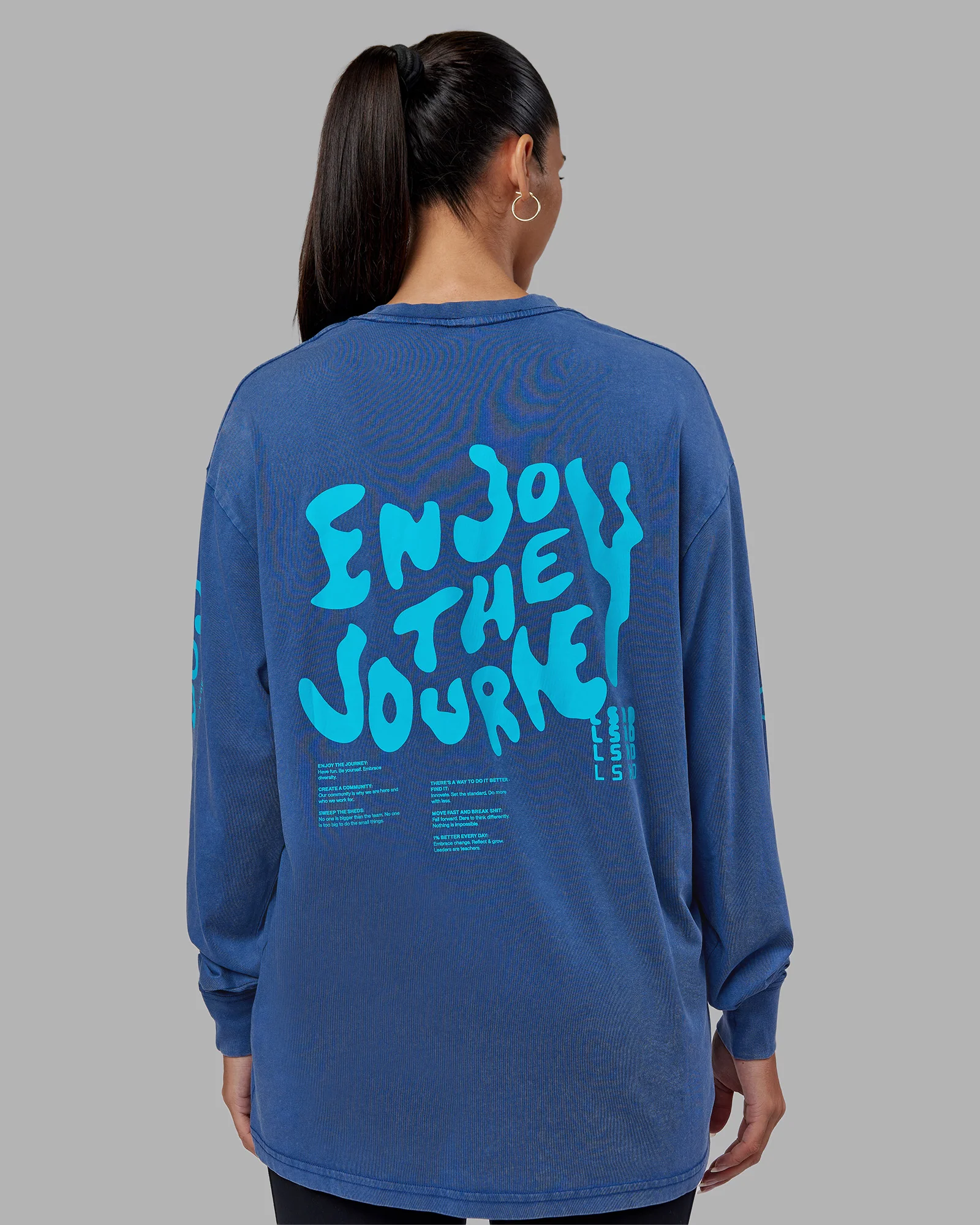 Inferno Journey FLXCotton Oversized Long Sleeve Tee - Midnight Blue-Blue Bird - Image 10