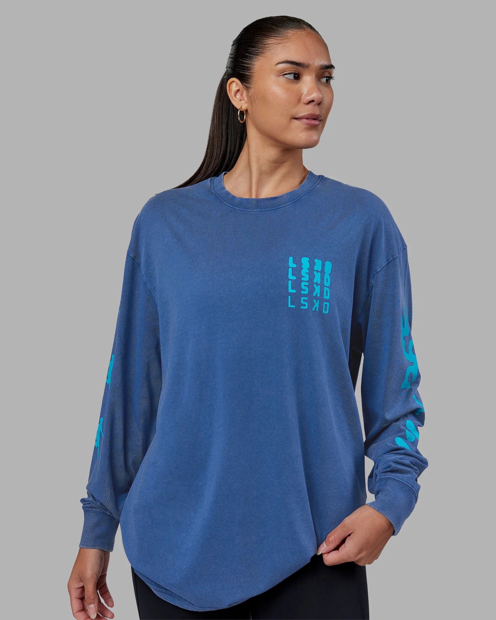 Inferno Journey FLXCotton Oversized Long Sleeve Tee - Midnight Blue-Blue Bird - Image 2