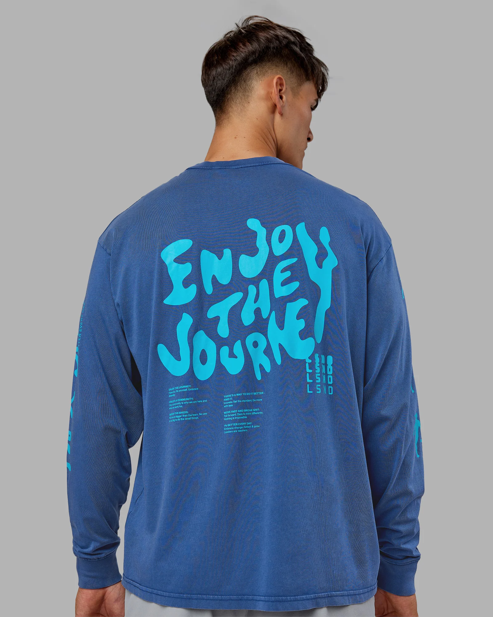 Inferno Journey FLXCotton Oversized Long Sleeve Tee - Midnight Blue-Blue Bird - Image 3