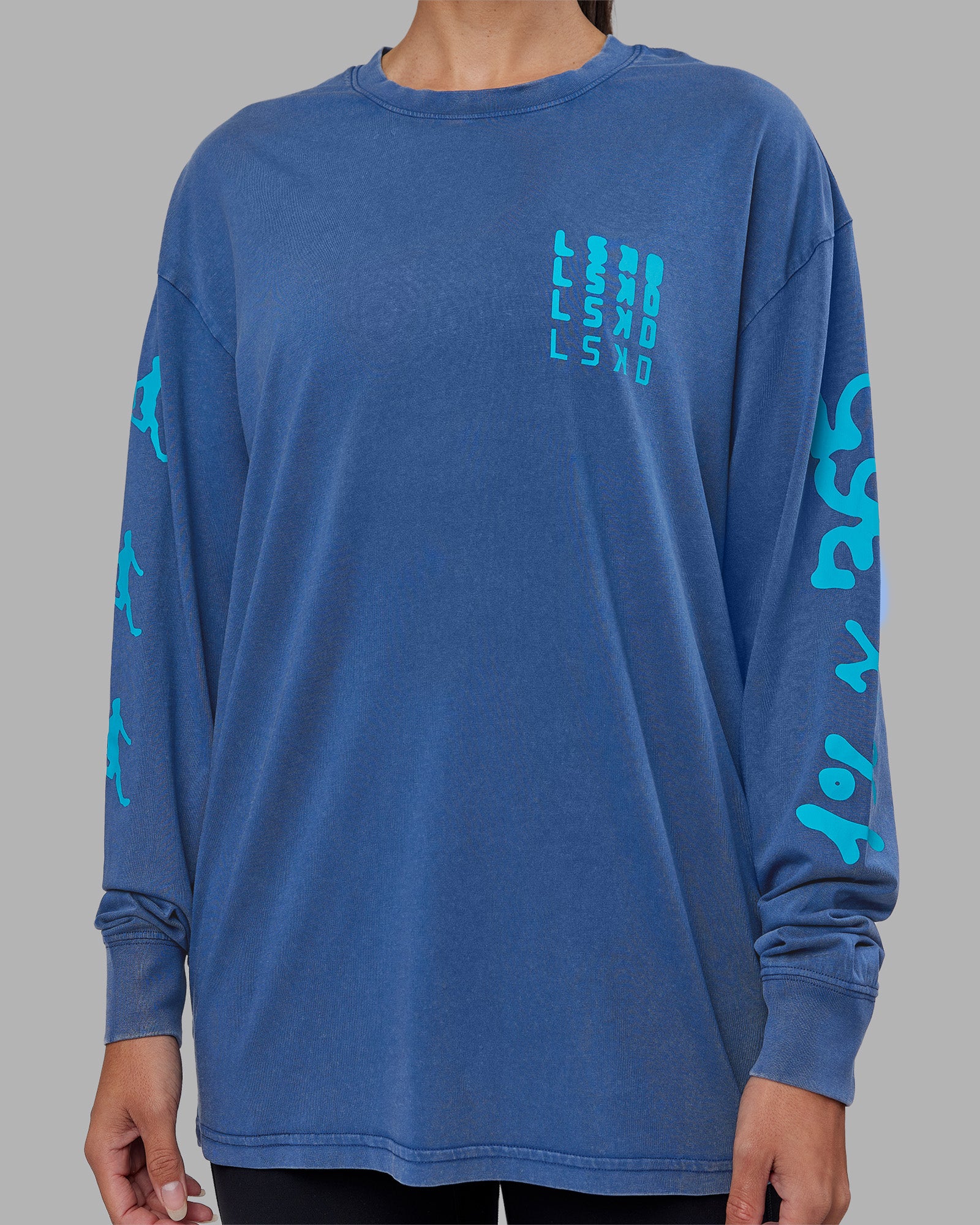 Inferno Journey FLXCotton Oversized Long Sleeve Tee - Midnight Blue-Blue Bird - Image 9