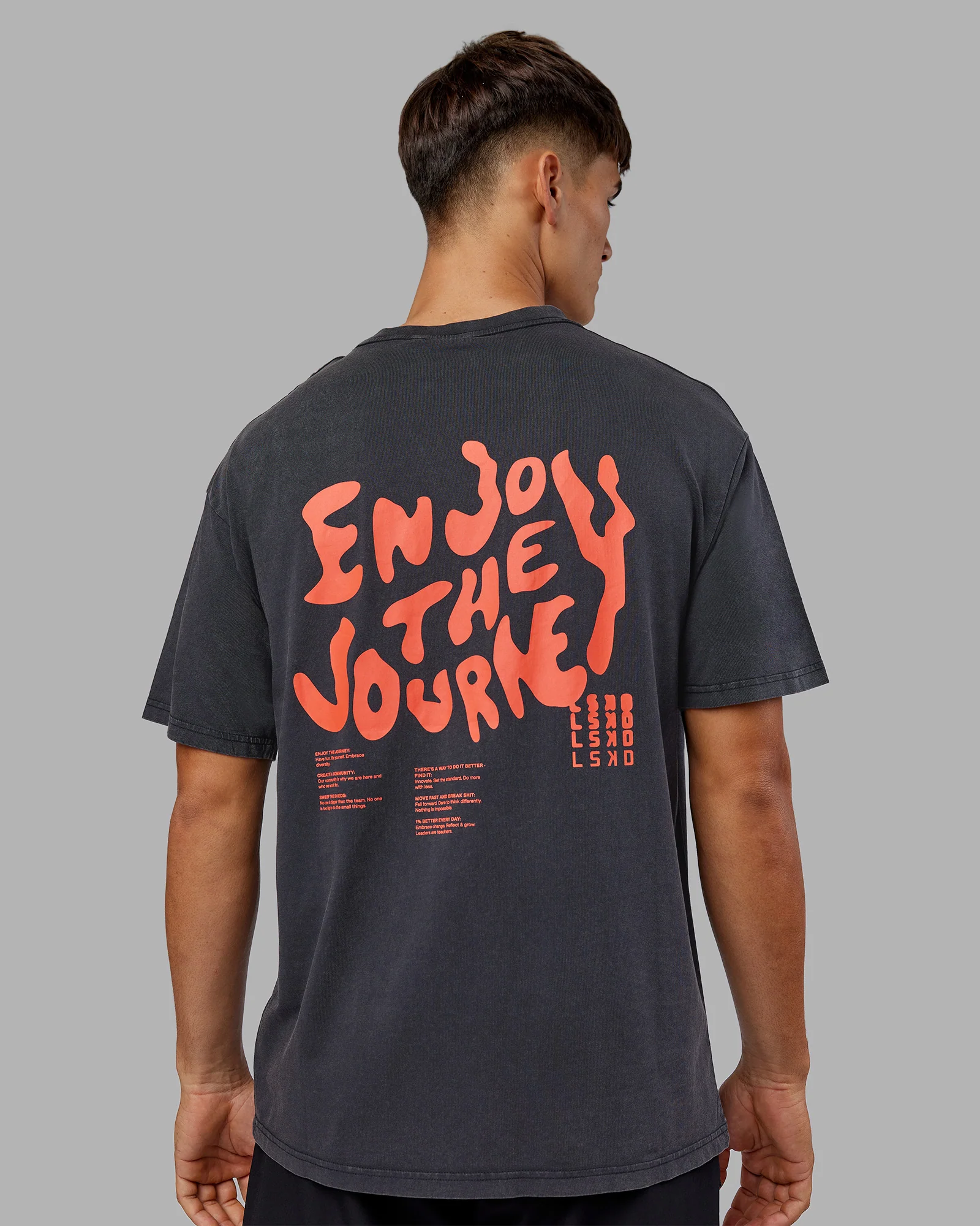 Inferno Journey FLXCotton Oversized Tee - Black Washed-Ultra Orange - Image 10