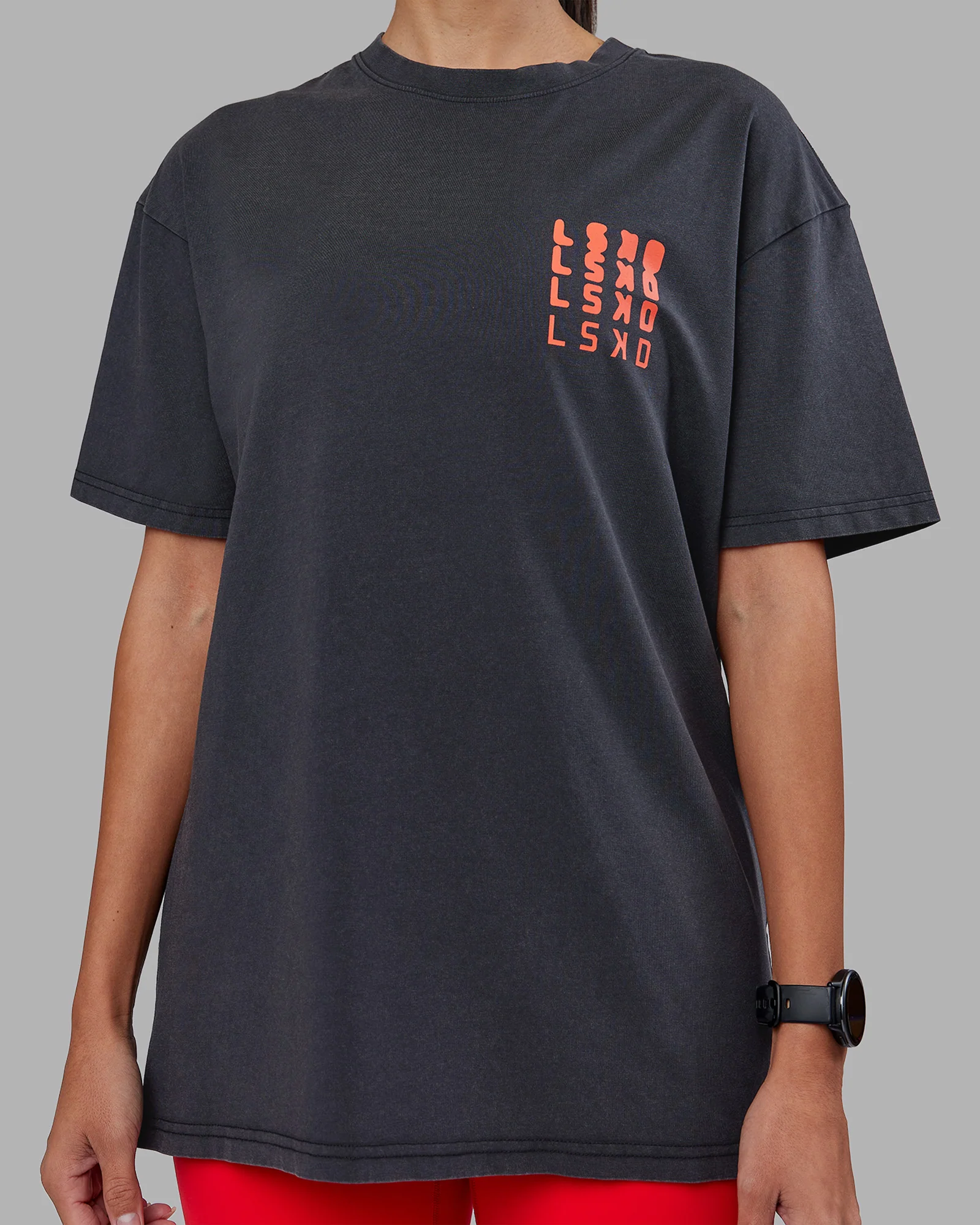 Inferno Journey FLXCotton Oversized Tee - Black Washed-Ultra Orange - Image 11