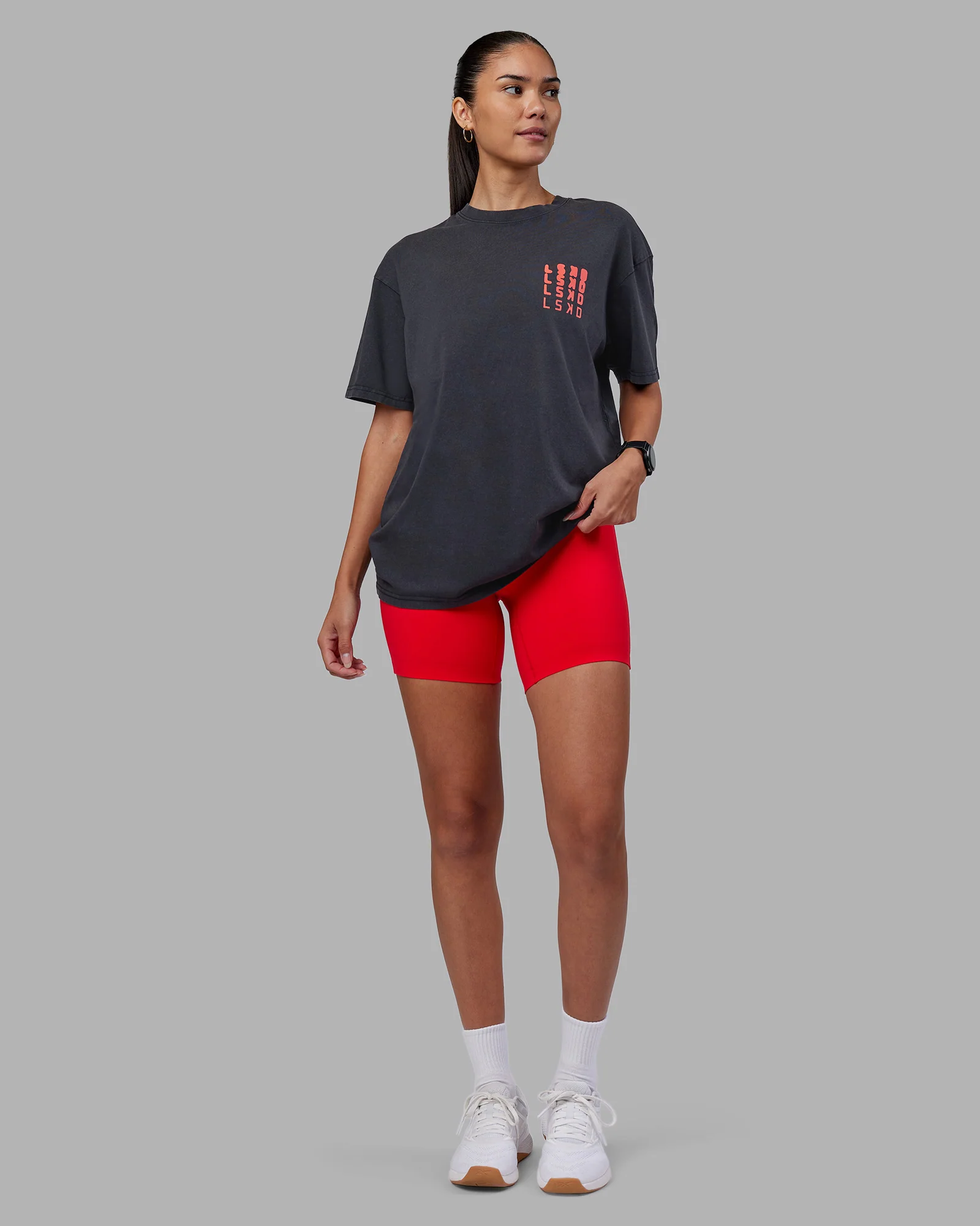 Inferno Journey FLXCotton Oversized Tee - Black Washed-Ultra Orange - Image 12