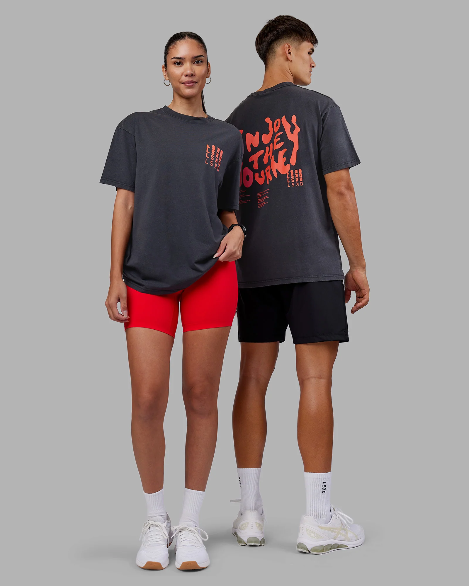 Inferno Journey FLXCotton Oversized Tee - Black Washed-Ultra Orange - Image 2