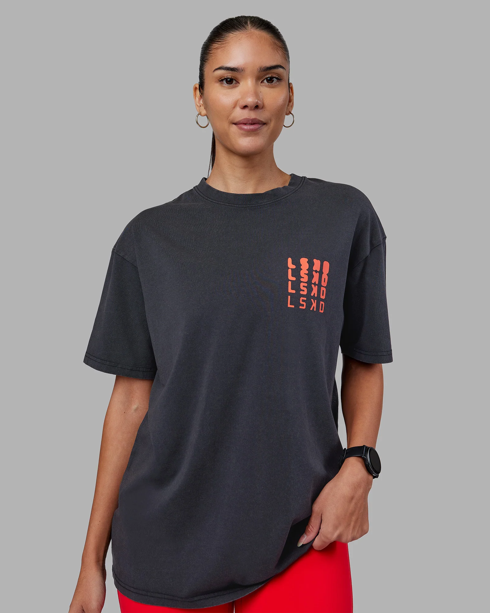 Inferno Journey FLXCotton Oversized Tee - Black Washed-Ultra Orange - Image 3