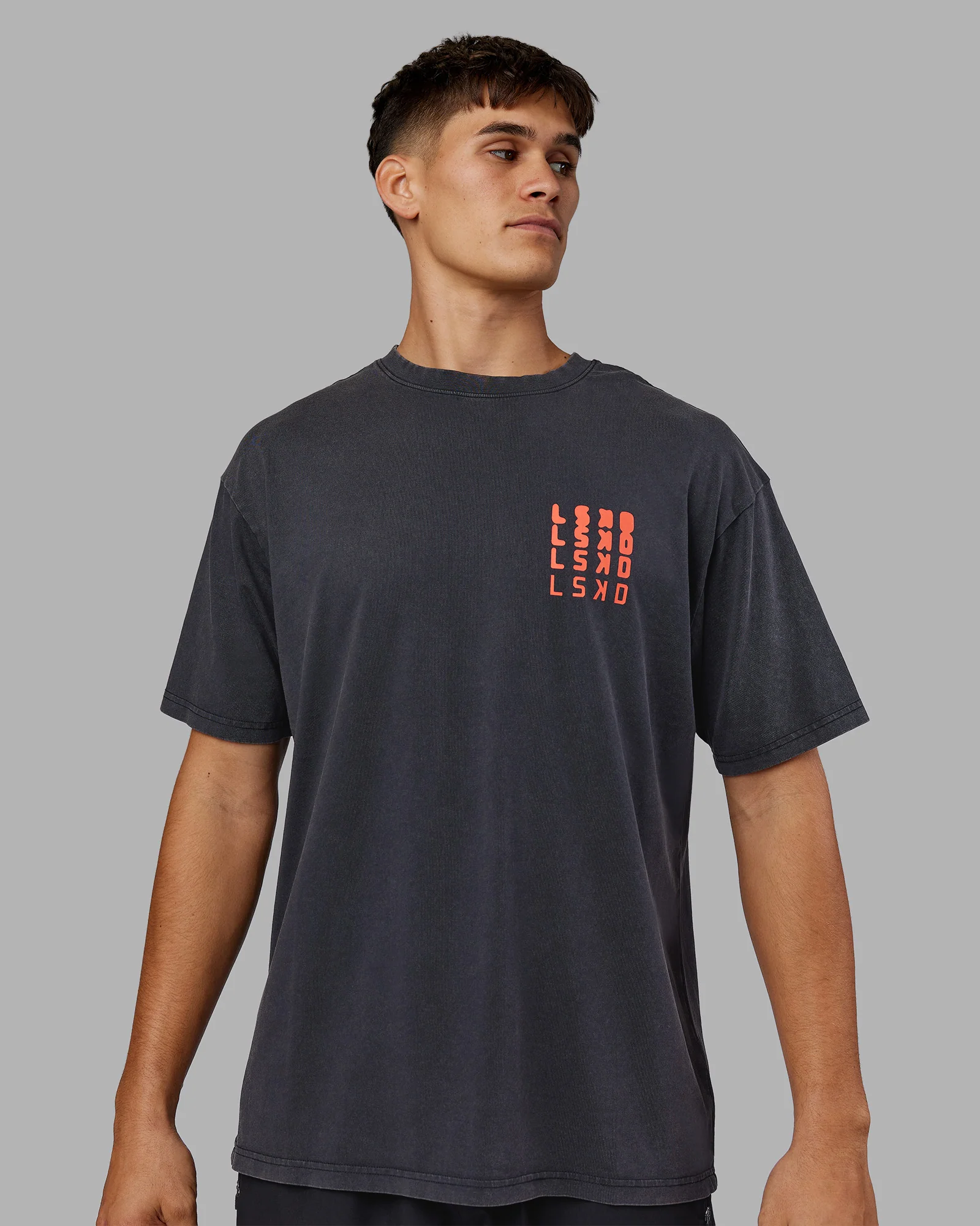 Inferno Journey FLXCotton Oversized Tee - Black Washed-Ultra Orange - Image 4