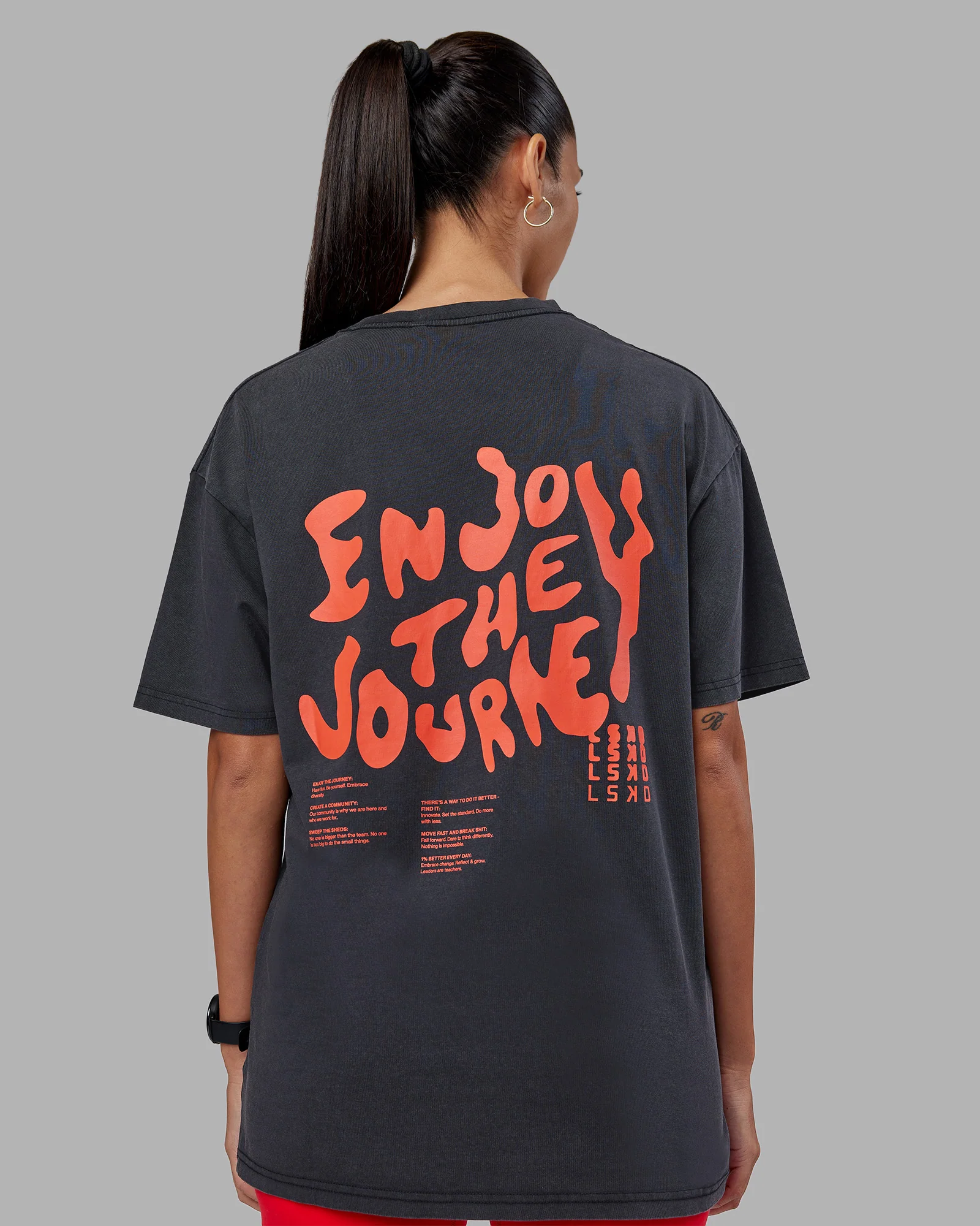 Inferno Journey FLXCotton Oversized Tee - Black Washed-Ultra Orange - Image 5