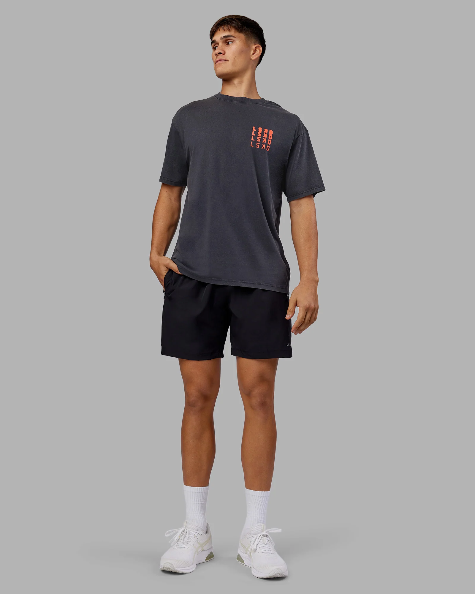 Inferno Journey FLXCotton Oversized Tee - Black Washed-Ultra Orange - Image 8