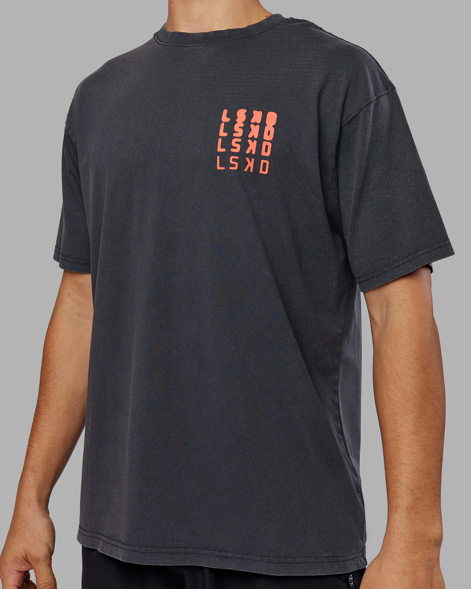 Inferno Journey FLXCotton Oversized Tee - Black Washed-Ultra Orange - Image 9