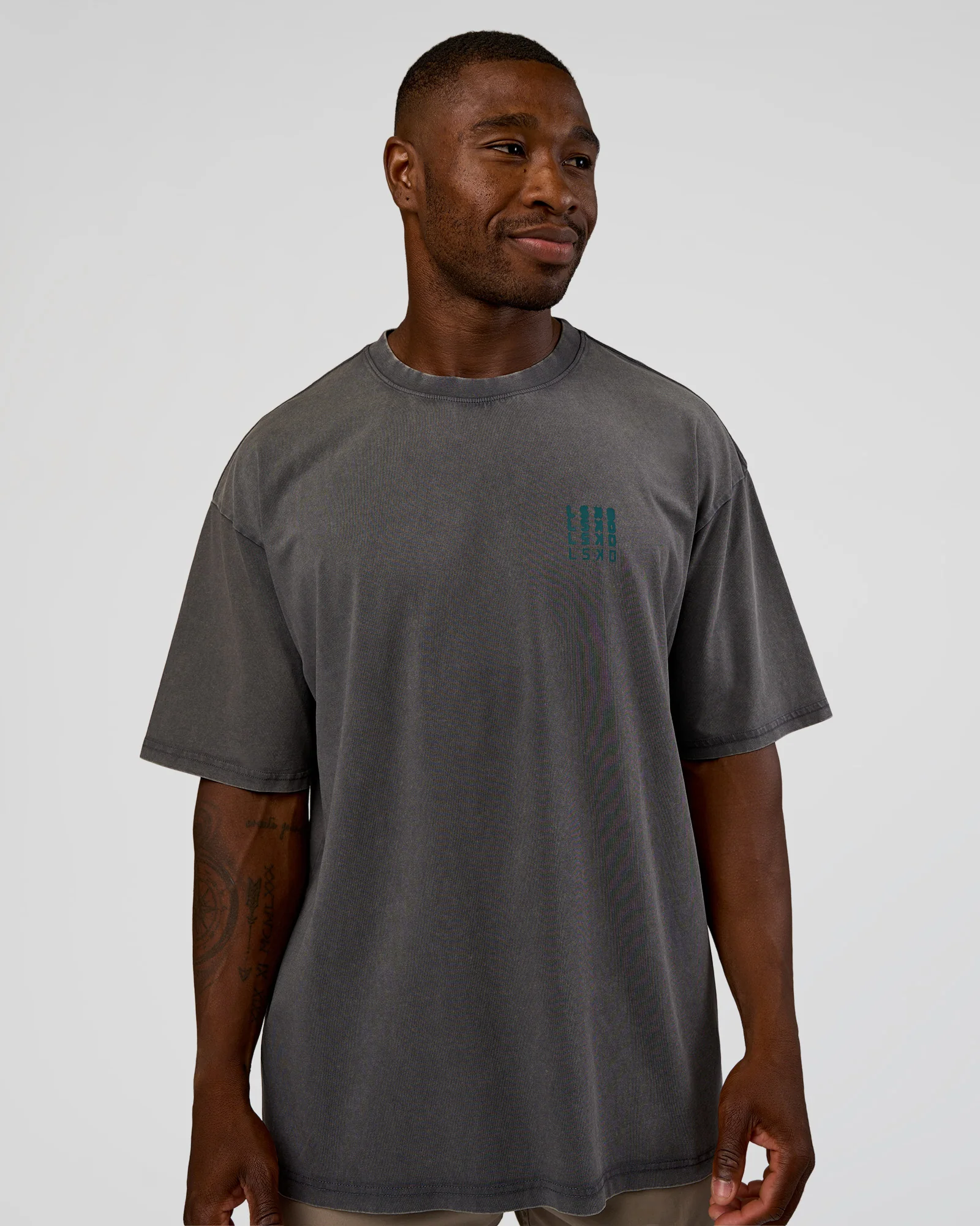Inferno Journey FLXCotton Oversized Tee - Dark Storm Washed-Iceberg Green - Image 3