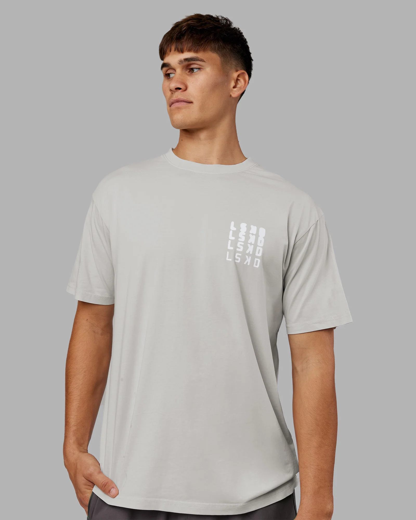 Inferno Journey FLXCotton Oversized Tee - Digital Mist Washed-White - Image 4