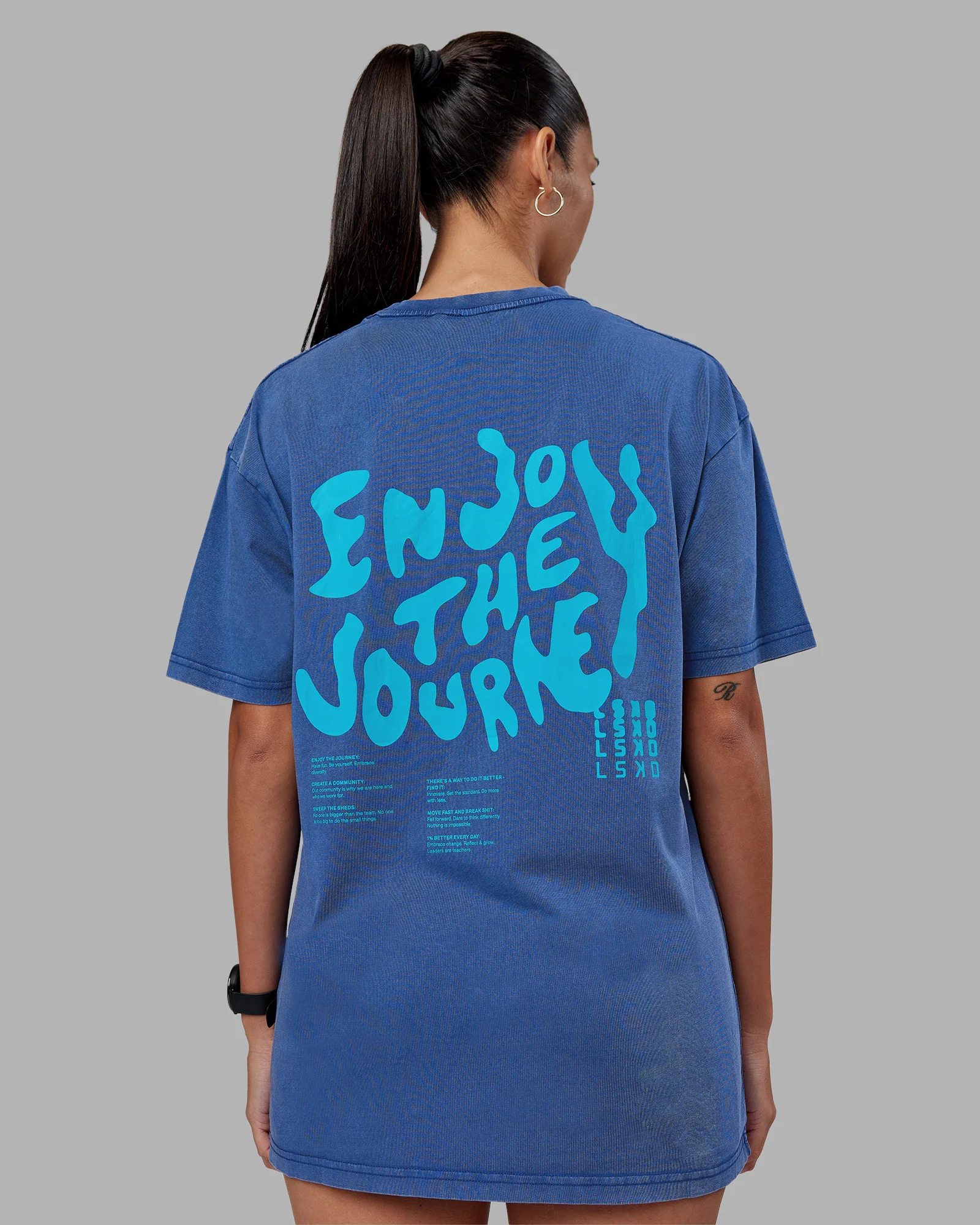 Inferno Journey FLXCotton Oversized Tee - Midnight Blue Washed-Blue - Image 7