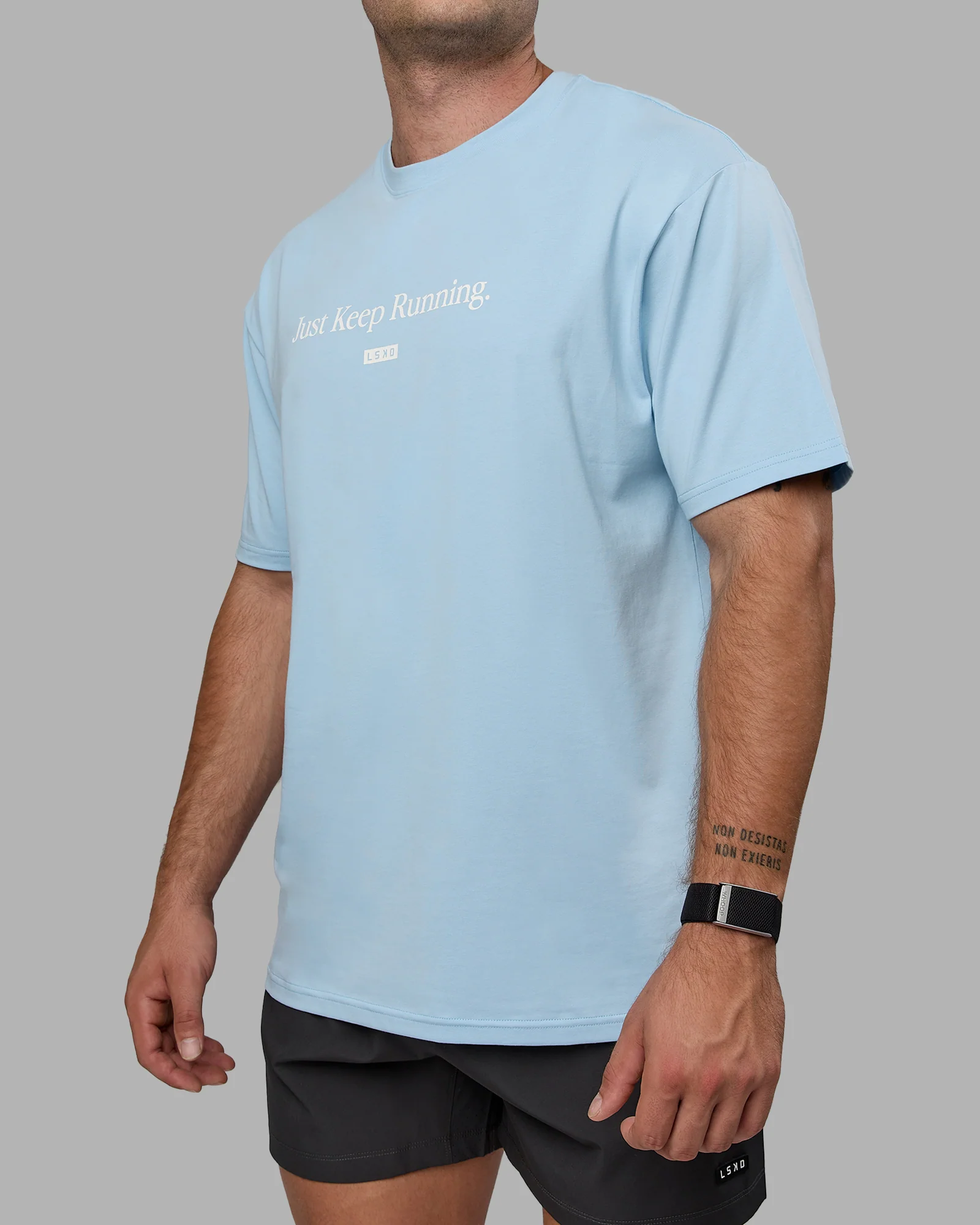 Just Keep Running FLXCotton Tee Oversize - Glacial Blue-Off White - Image 10