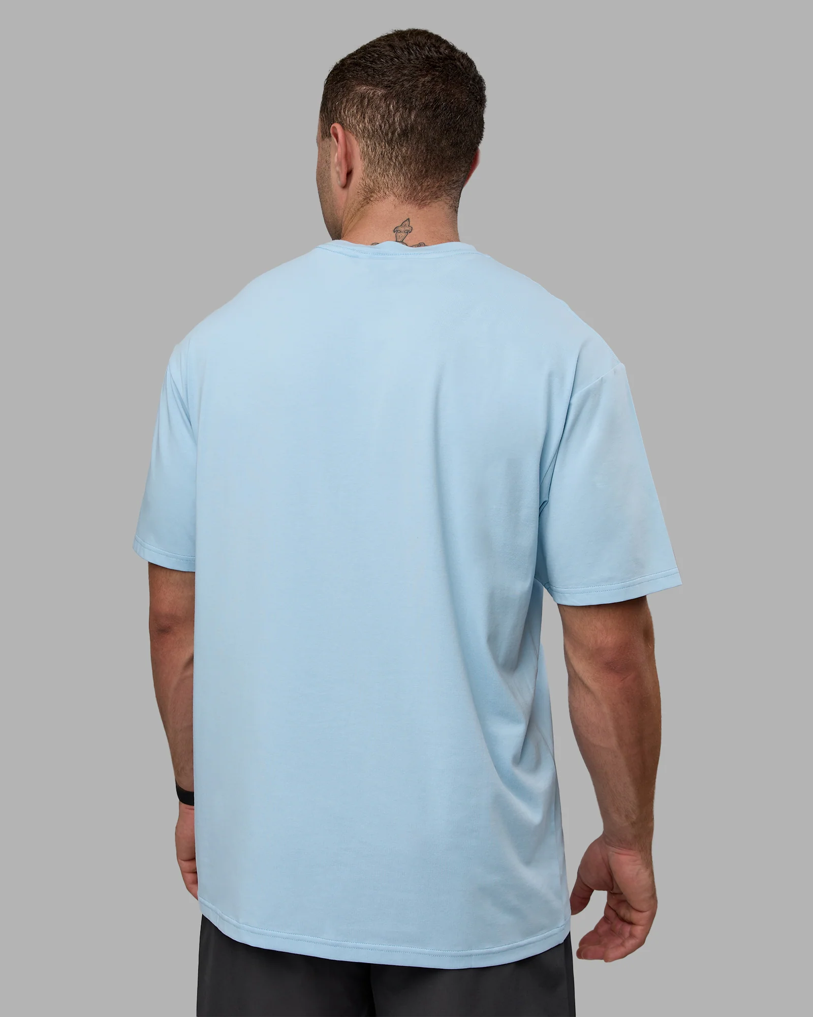 Just Keep Running FLXCotton Tee Oversize - Glacial Blue-Off White - Image 4
