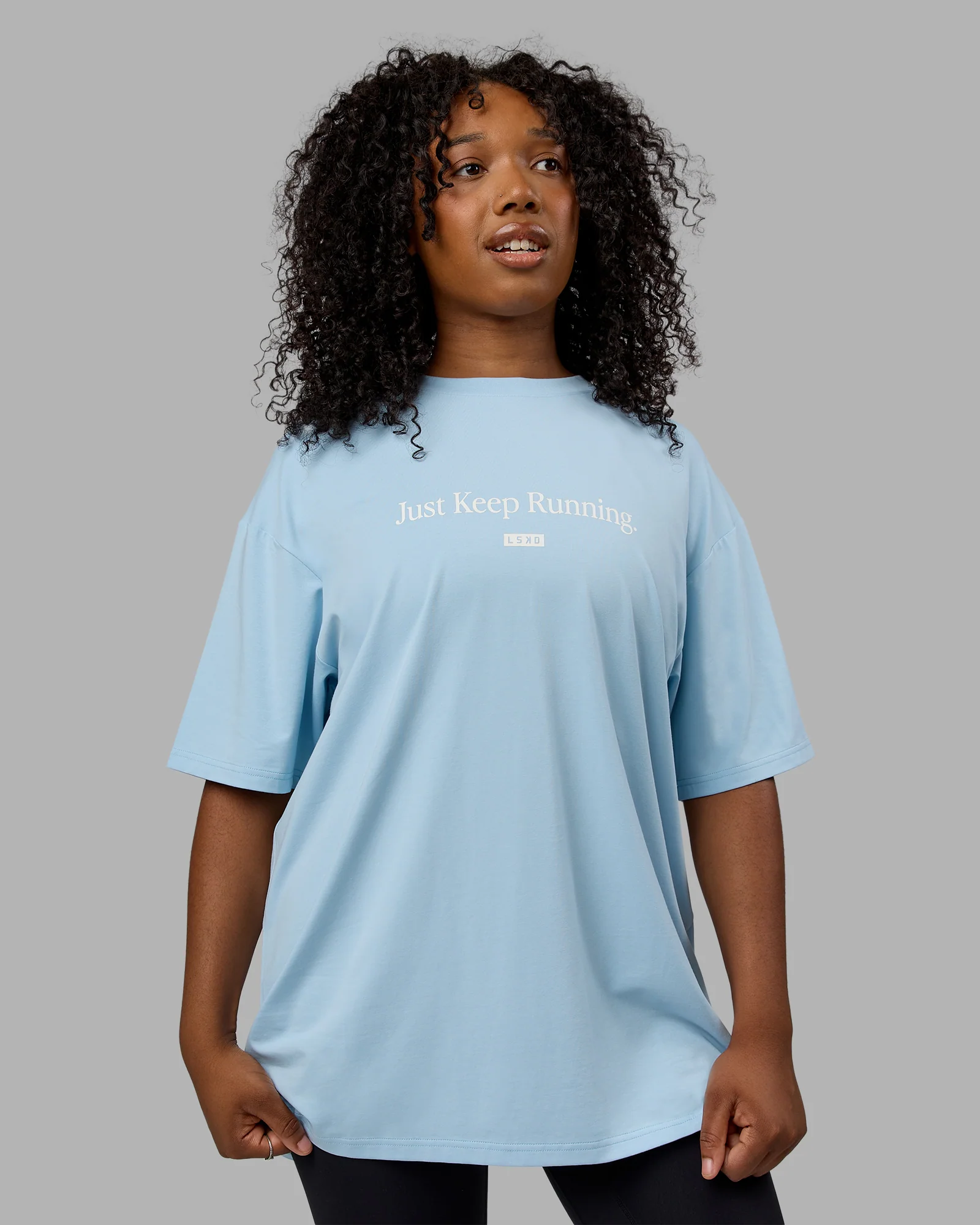 Just Keep Running FLXCotton Tee Oversize - Glacial Blue-Off White - Image 5