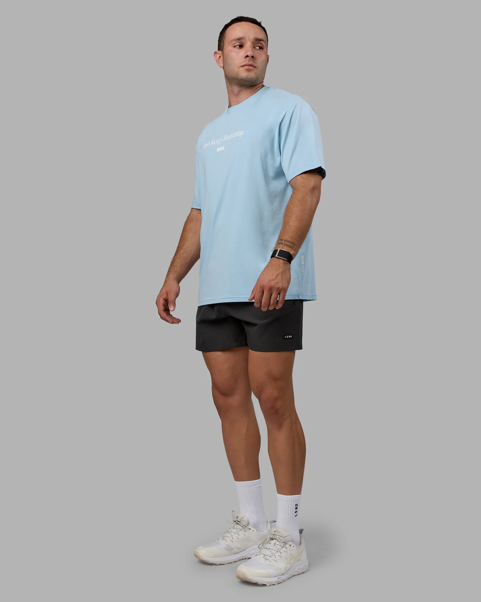 Just Keep Running FLXCotton Tee Oversize - Glacial Blue-Off White - Image 7