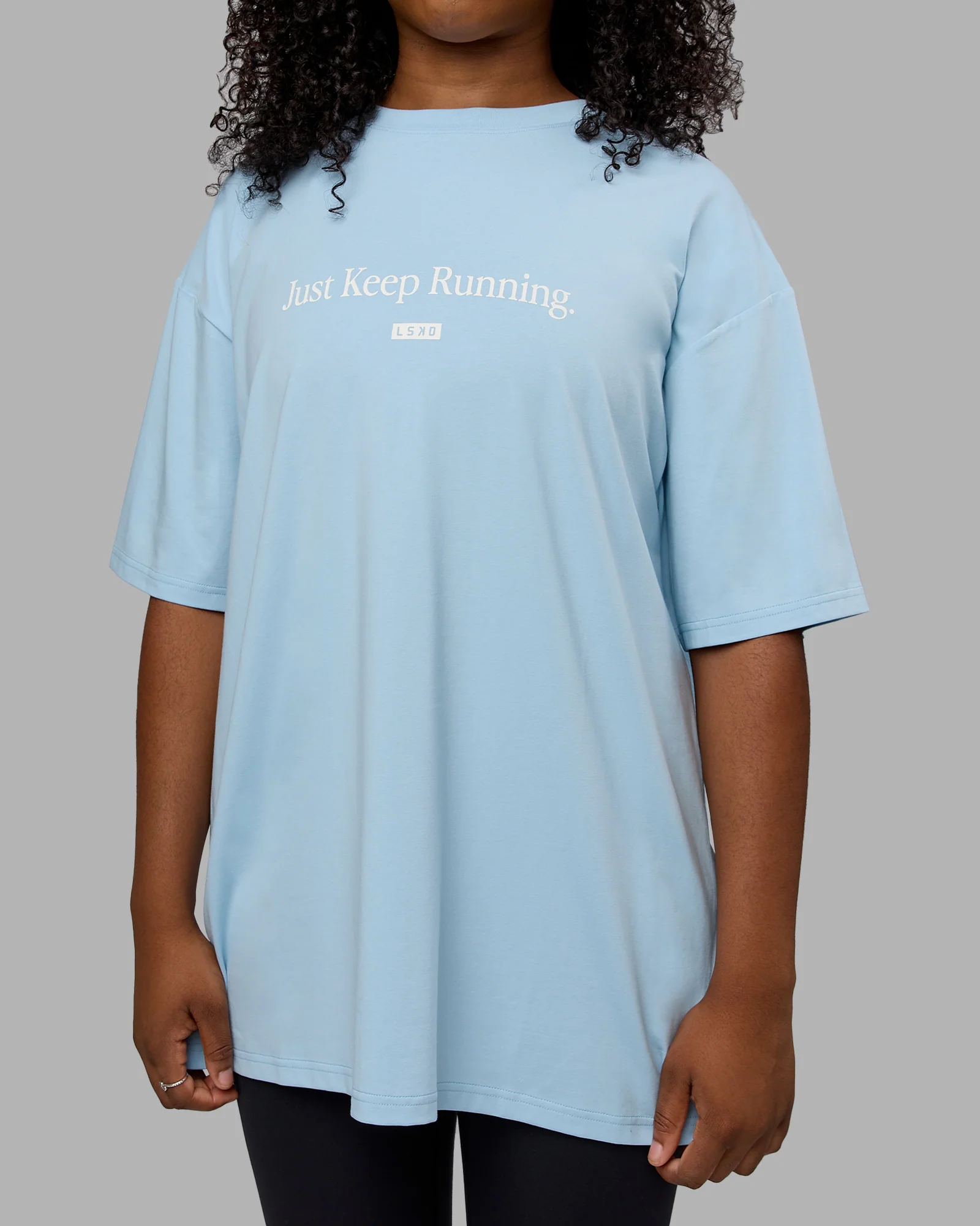 Just Keep Running FLXCotton Tee Oversize - Glacial Blue-Off White - Image 8