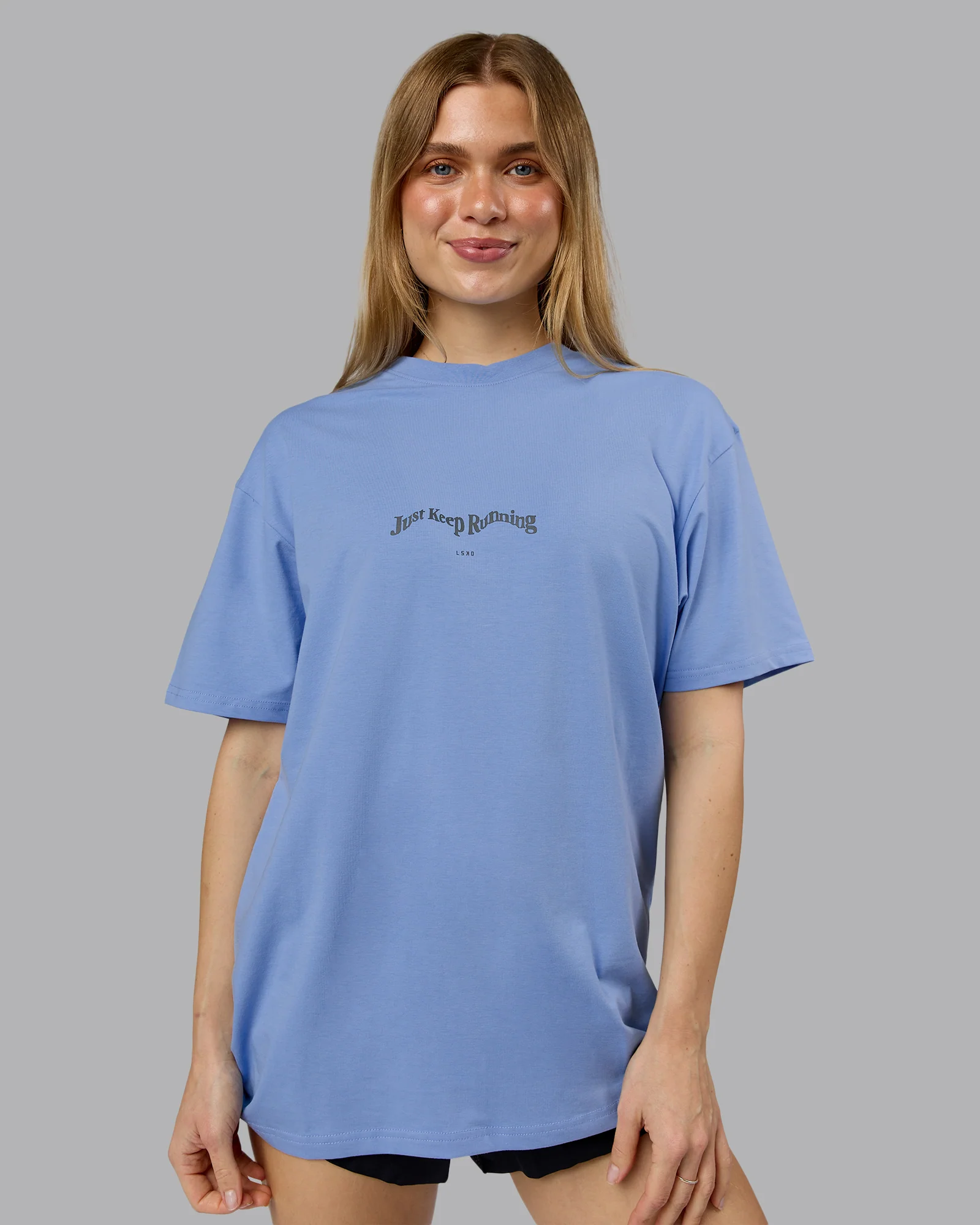 Just Run FLXCotton Oversized Tee - Soft Blue-Dark Storm - Image 3