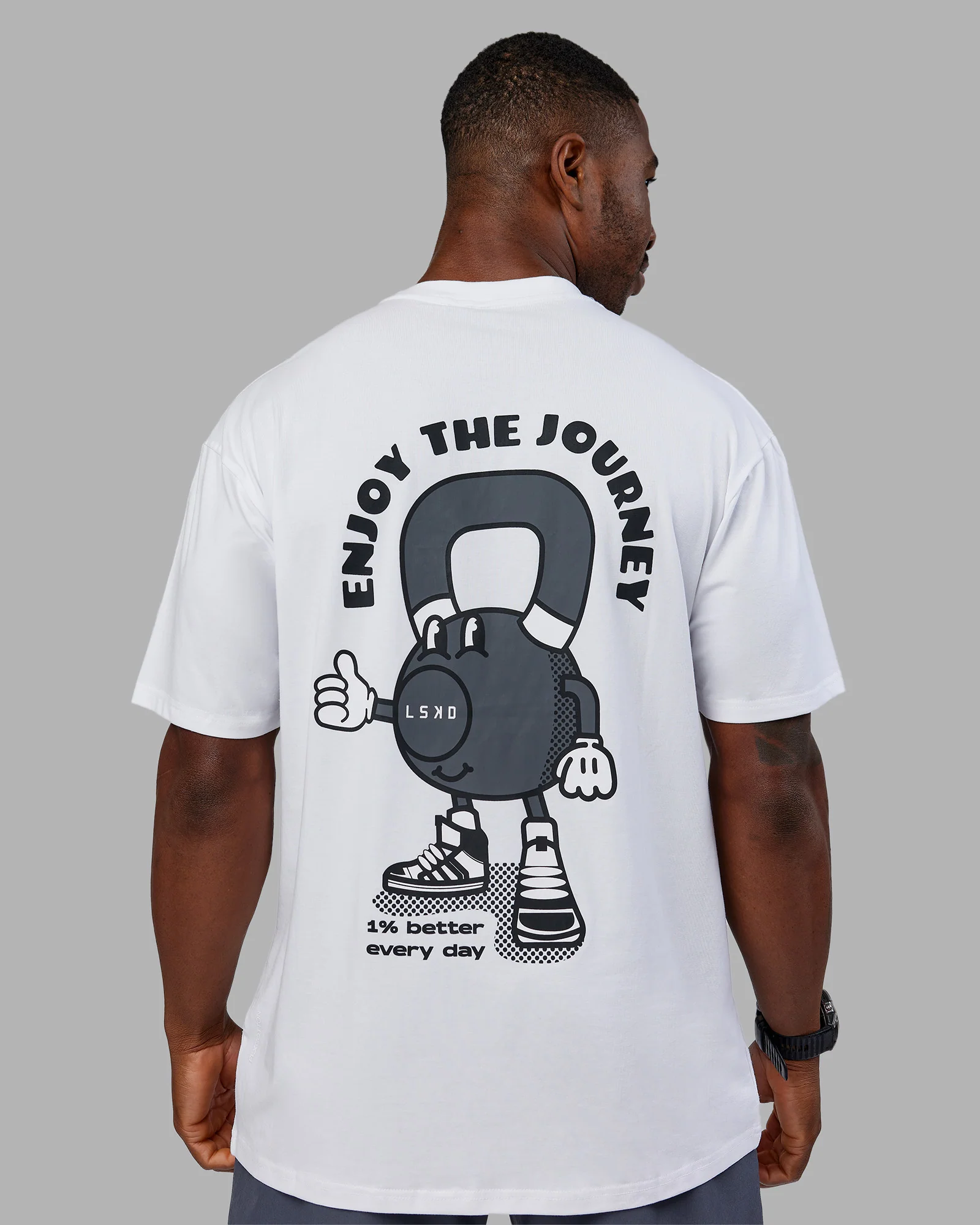 Kettlebell FLXCotton Oversized Tee - White-Black - Image 3