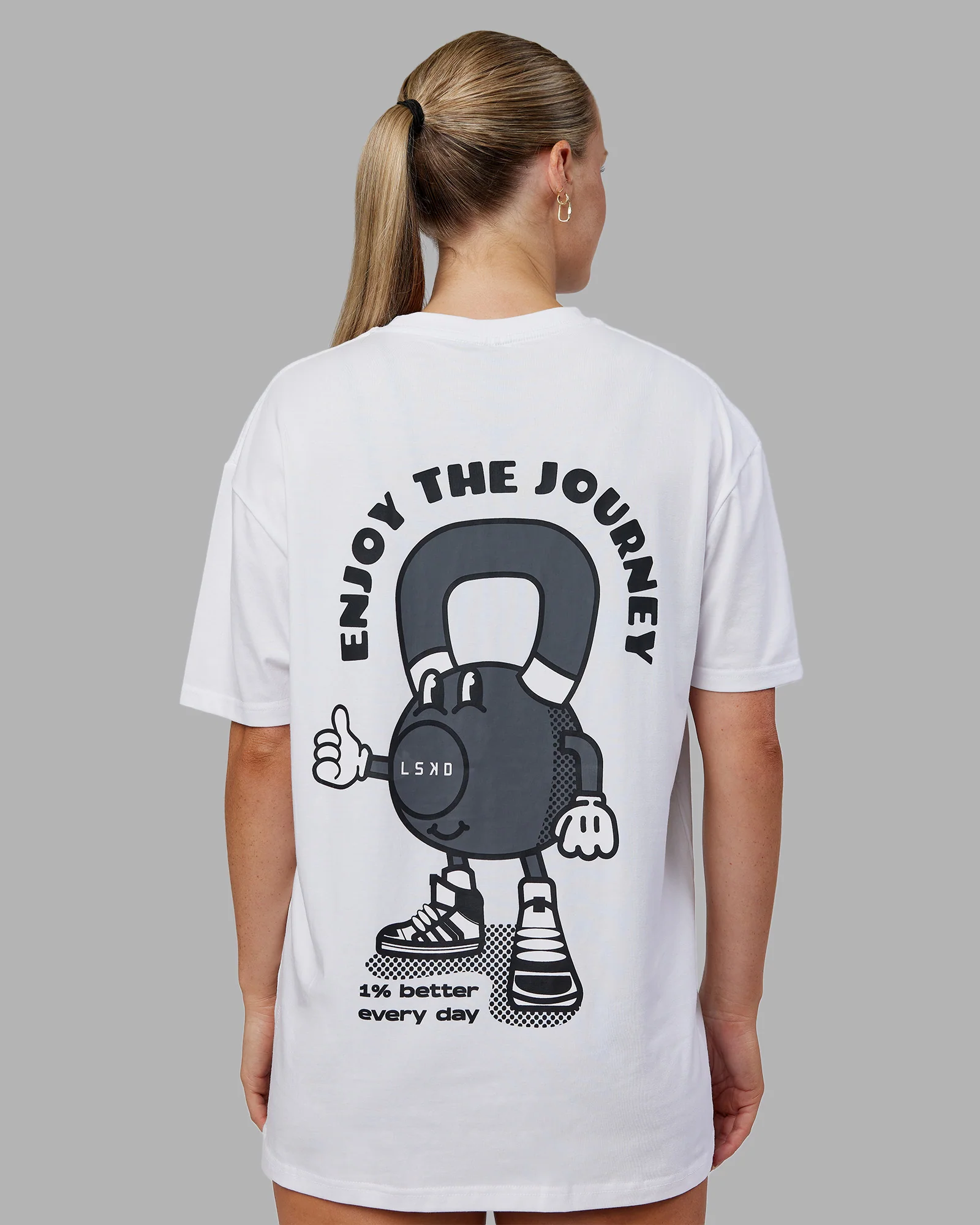 Kettlebell FLXCotton Oversized Tee - White-Black - Image 7