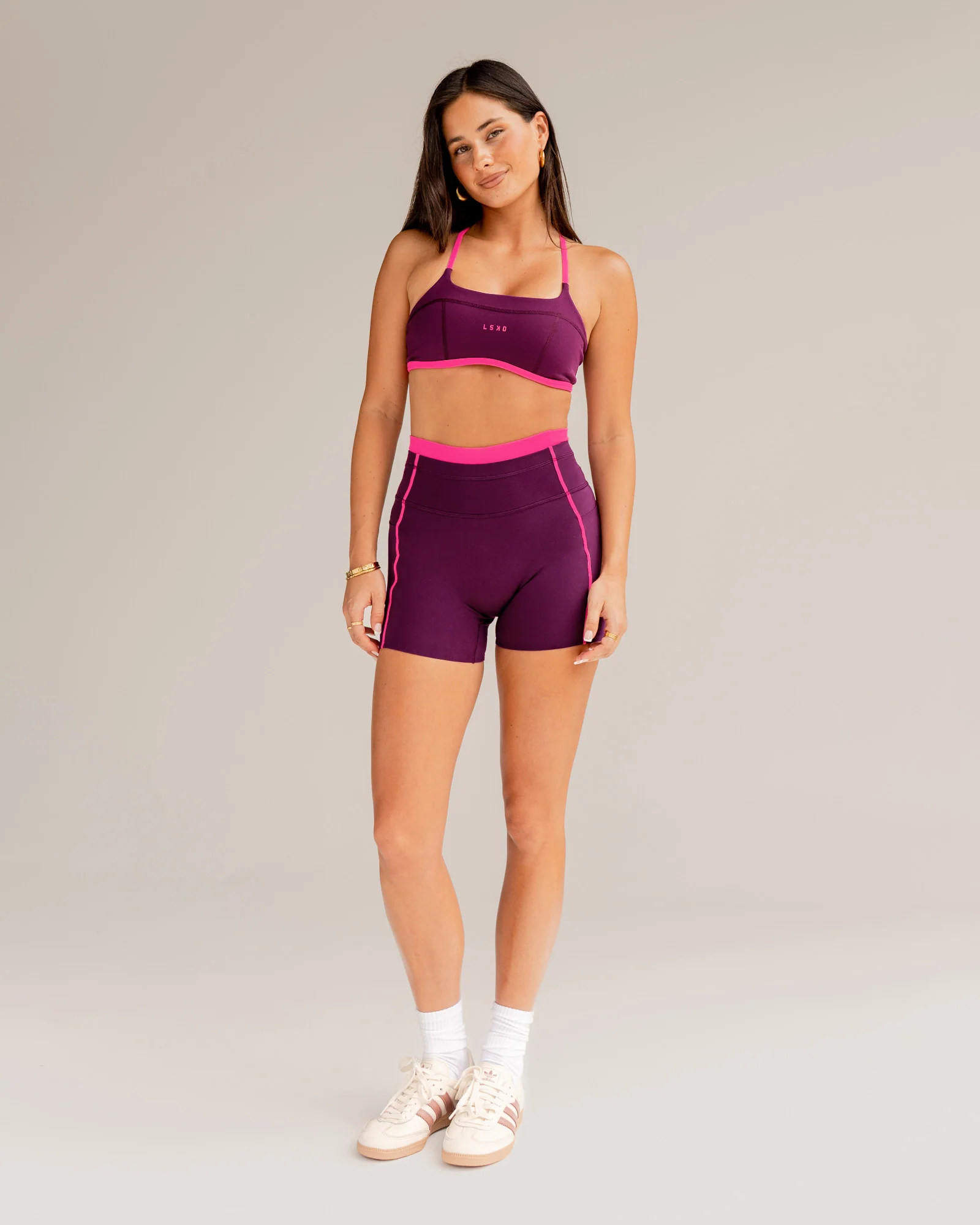 Liberate Contrast High-Rise 4" Short Pockets - Plum Caspia-Ultra Pink - Image 2