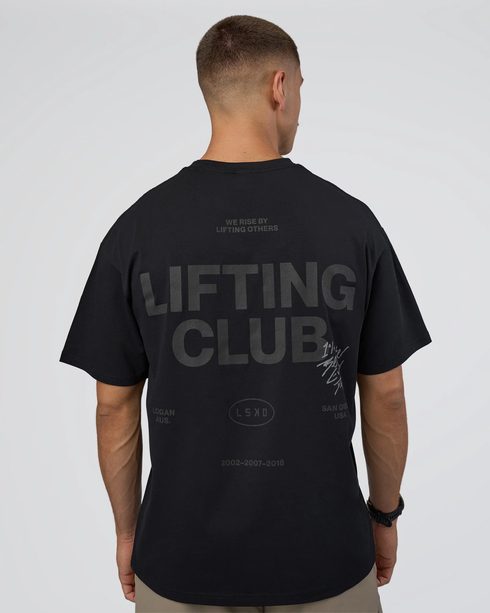 Lifting Club FLXCotton Tee Oversize - Black-Black - Image 3