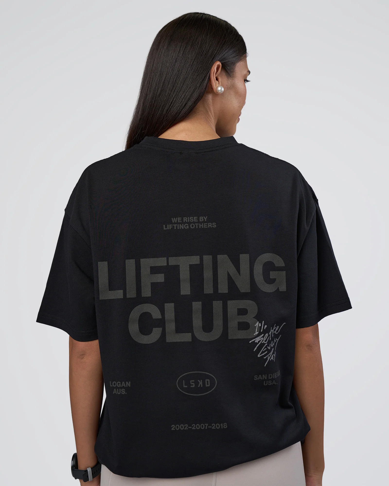 Lifting Club FLXCotton Tee Oversize - Black-Black - Image 4