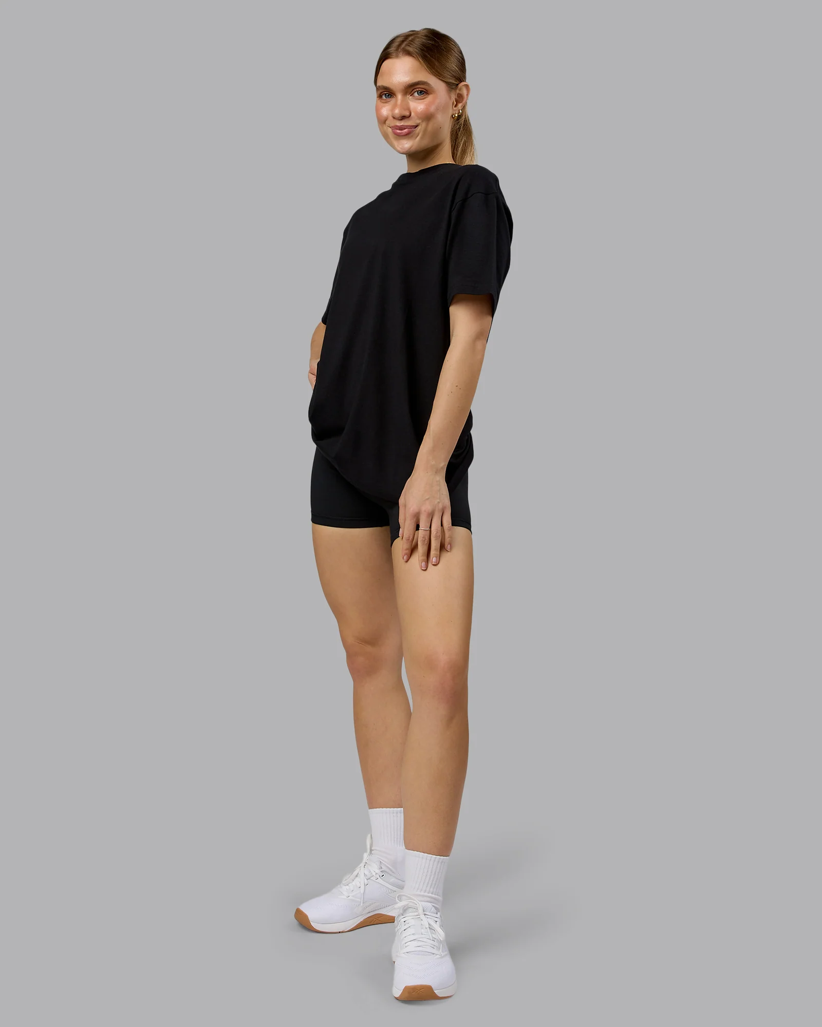 Lifting Club FLXCotton Tee Oversize - Black-Ultra Orange - Image 10