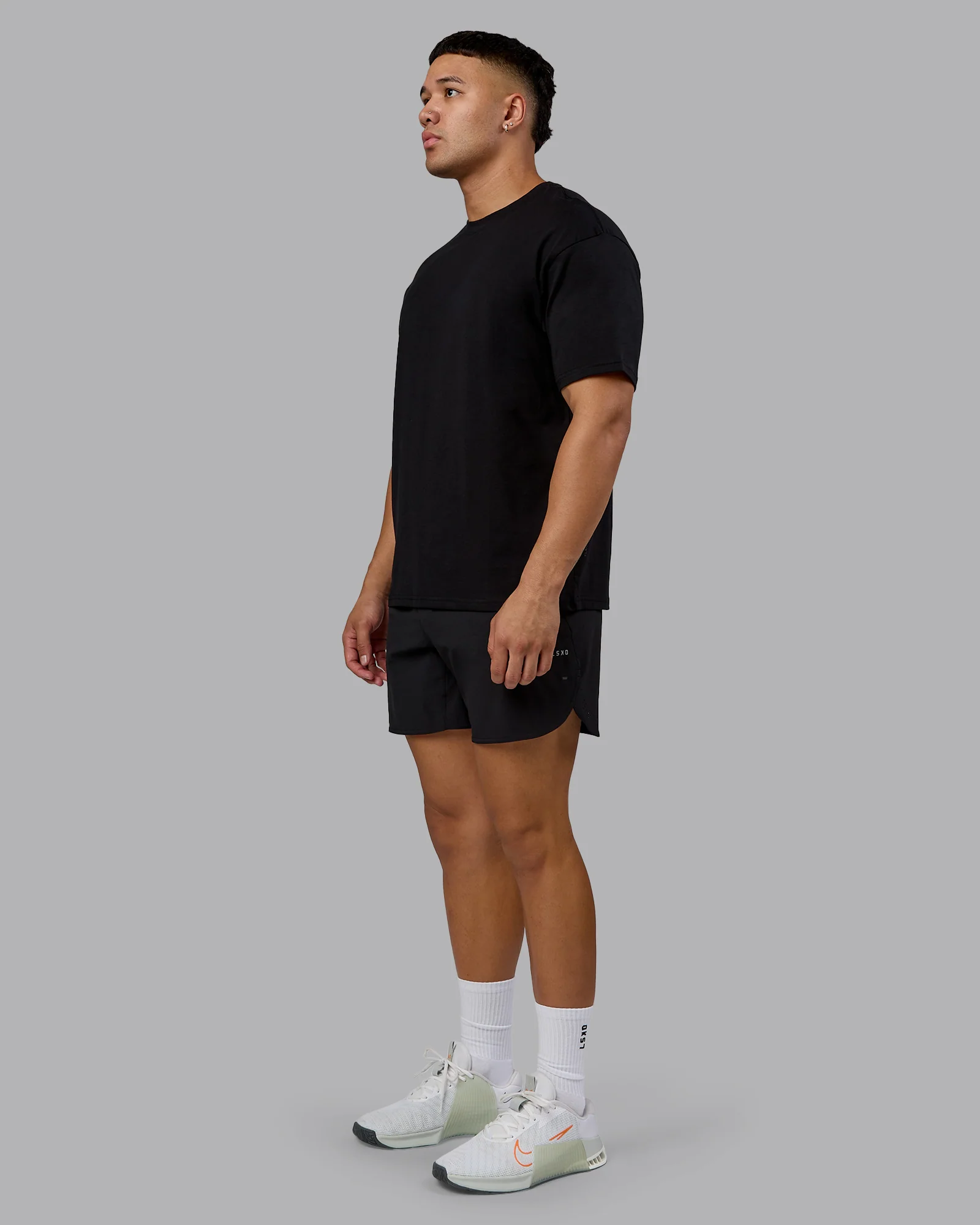 Lifting Club FLXCotton Tee Oversize - Black-Ultra Orange - Image 11