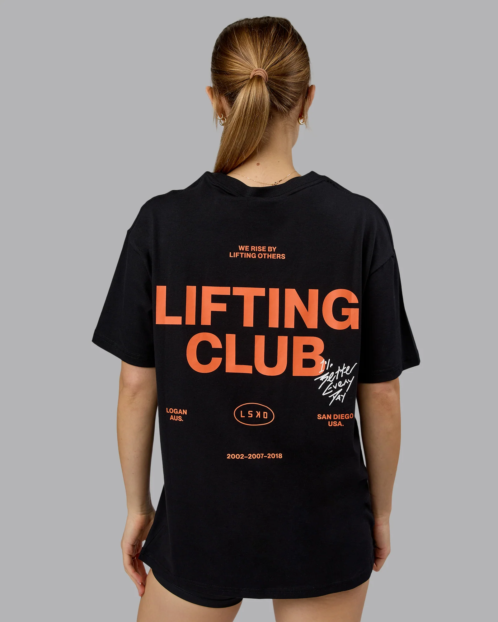 Lifting Club FLXCotton Tee Oversize - Black-Ultra Orange - Image 12