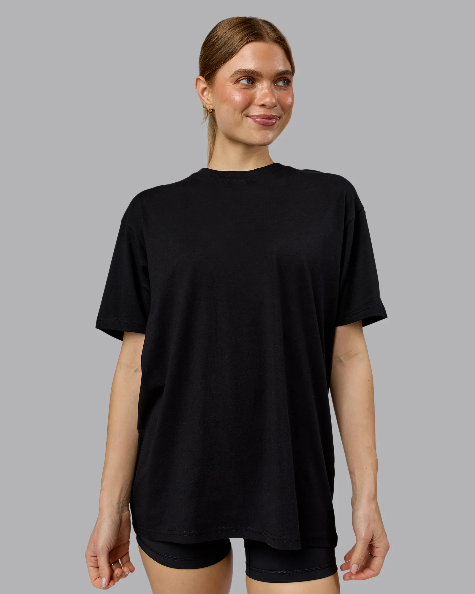 Lifting Club FLXCotton Tee Oversize - Black-Ultra Orange - Image 4
