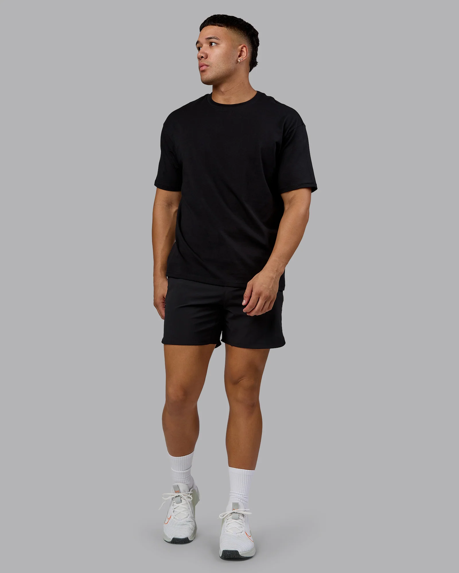 Lifting Club FLXCotton Tee Oversize - Black-Ultra Orange - Image 5