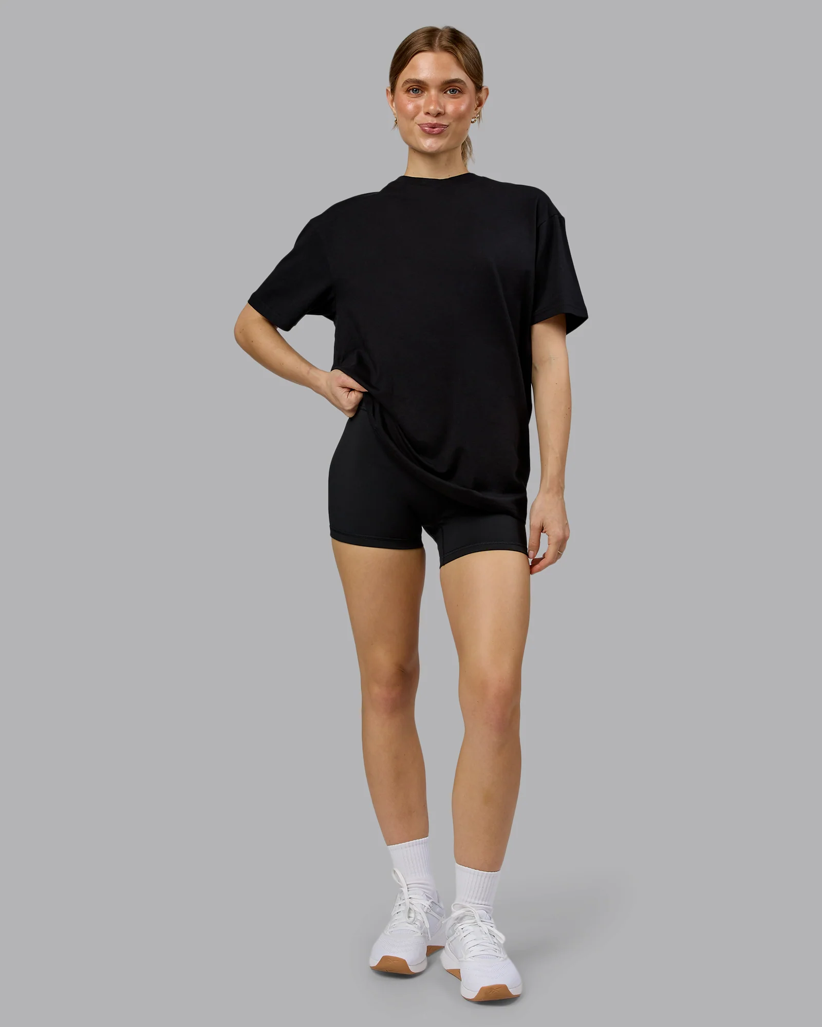 Lifting Club FLXCotton Tee Oversize - Black-Ultra Orange - Image 6
